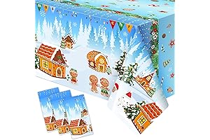 Fancy Land Christmas Gingerbread House Plastic Tablecloth