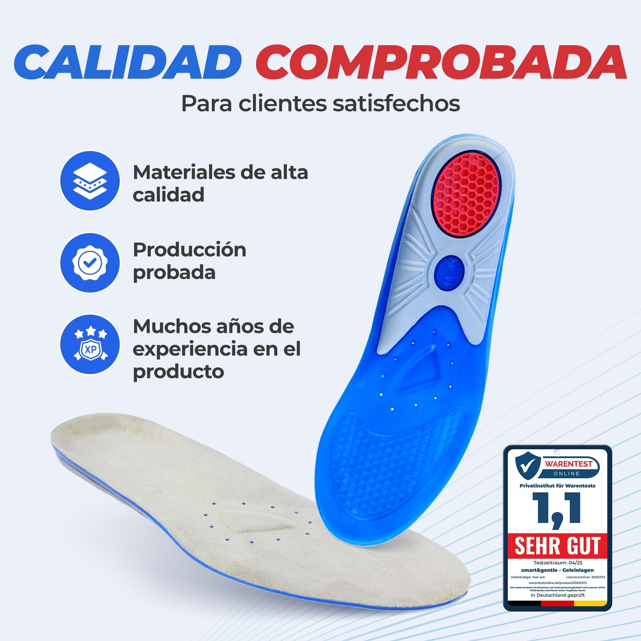 Smart&Gentle Plantillas Gel para Calzado Deportivo y Trabajo Transpirables Fascitis Plantar