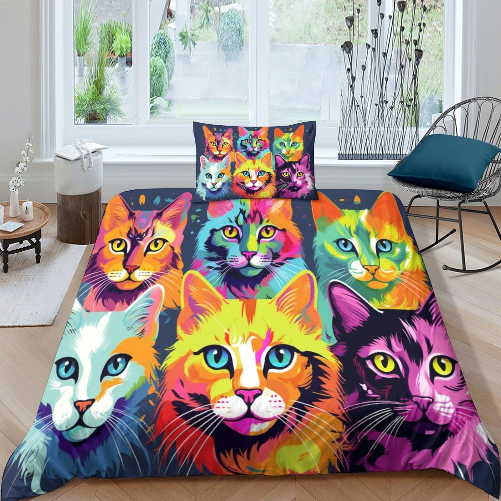Parure de lit chat en microfibre premium haute densité avec finitions zippées durables