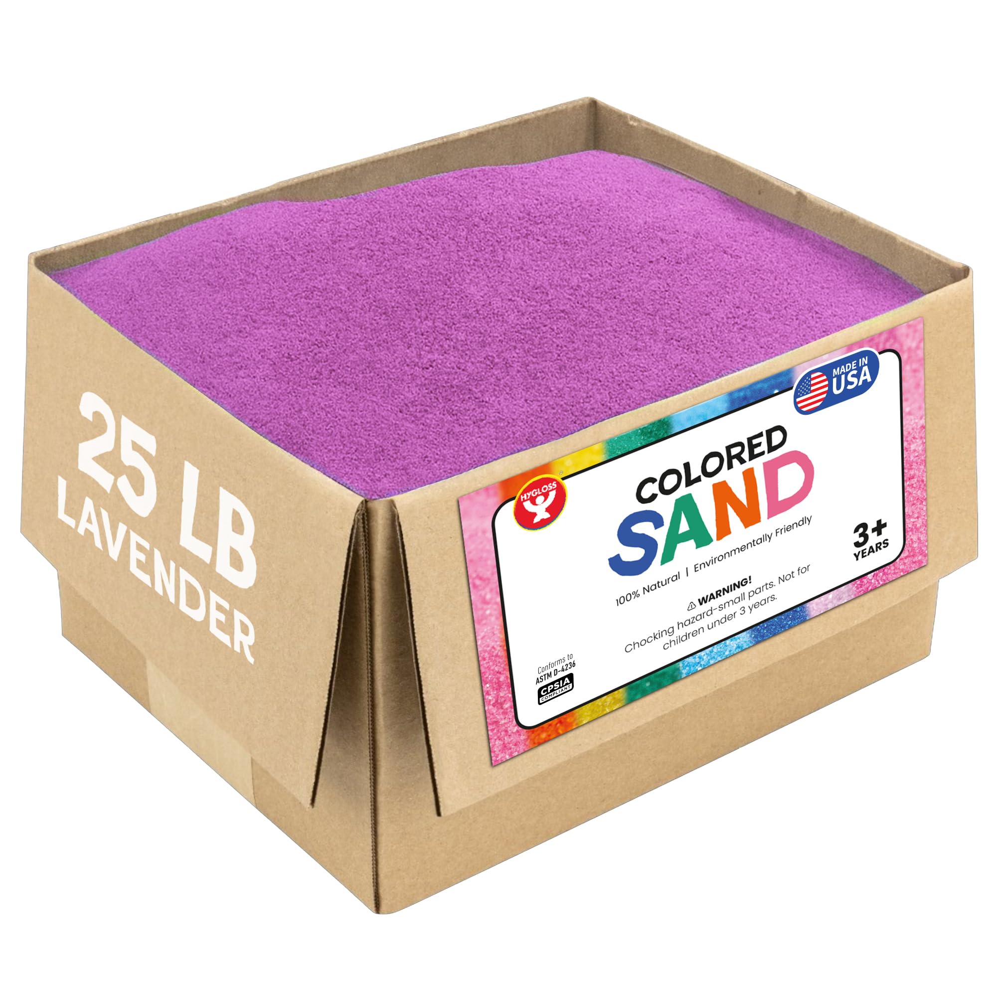 Hygloss Colored Sand for Crafts – 25 lb, Lavender – Vibrant Colorful Fine Sensory Play Sand Art Kits for Kids – Classroom Activities for Children 3 4 5 6 7 8 9 10 11 12 – Safe for Ages 3+