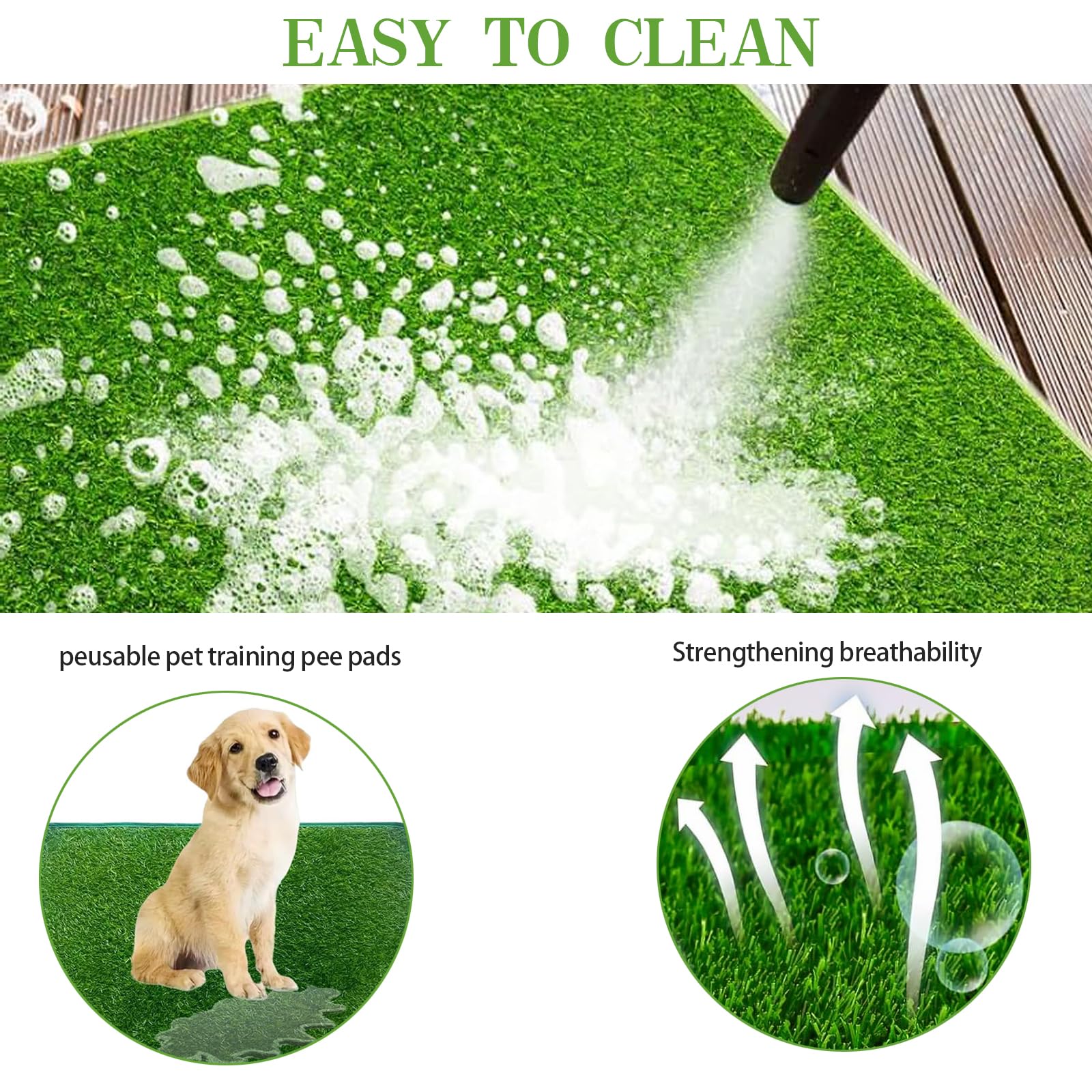 2 piezas de césped artificial para perros, balcón, inodoro para perros, lavable, alfombra de césped, alfombrilla de lluvia para cachorros, almohadilla de entrenamiento para perros pequeños (58,5 x 46