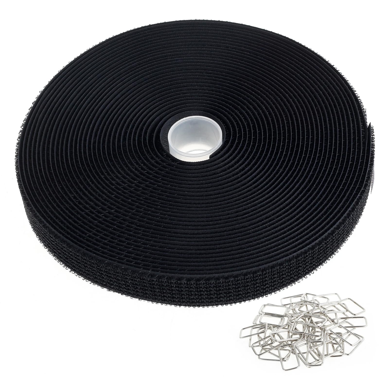 Hook and Loop Straps, Adjustable Nylon Fastening Cable Straps, Freely Cuttable Securing Cord Ties with 50Pcs Metal Buckles, Strong Load Bearing Heavy Duty Adhesive Tape Firm Bonding for DIY