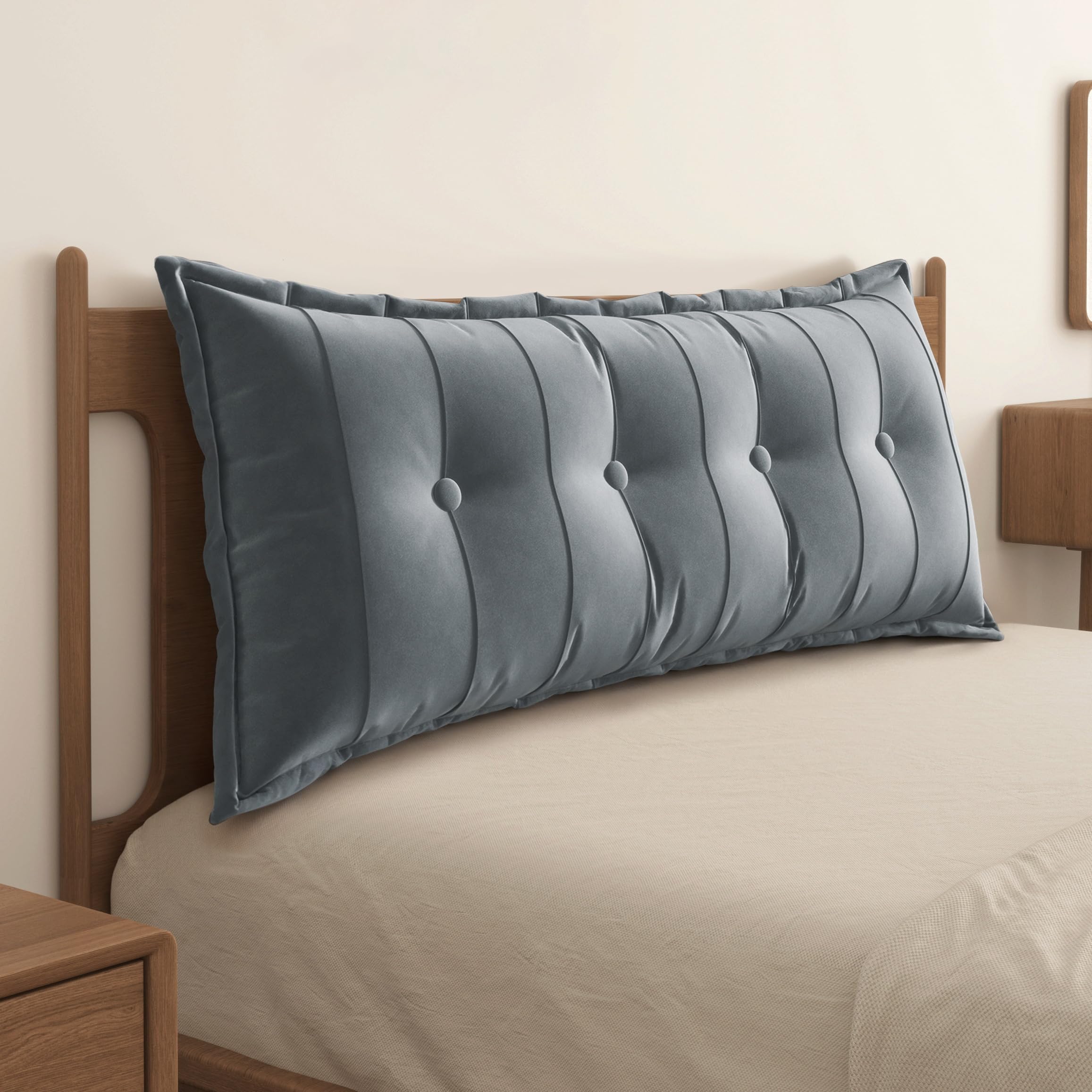 WOWMAX Headboard Pillow Full Dorm Reading &amp; Body Pillow for Bedrest, Grey