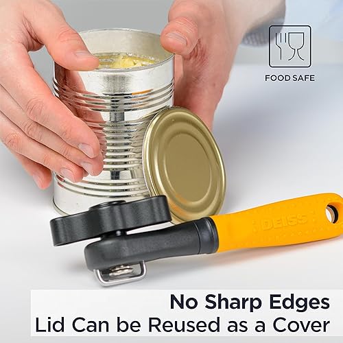 Miniatura 8 de Deiss Abrelatas profesional resistente, borde liso manual, abrelatas de mano con mango suave al tacto, abrelatas de seguridad a prueba de óxido,