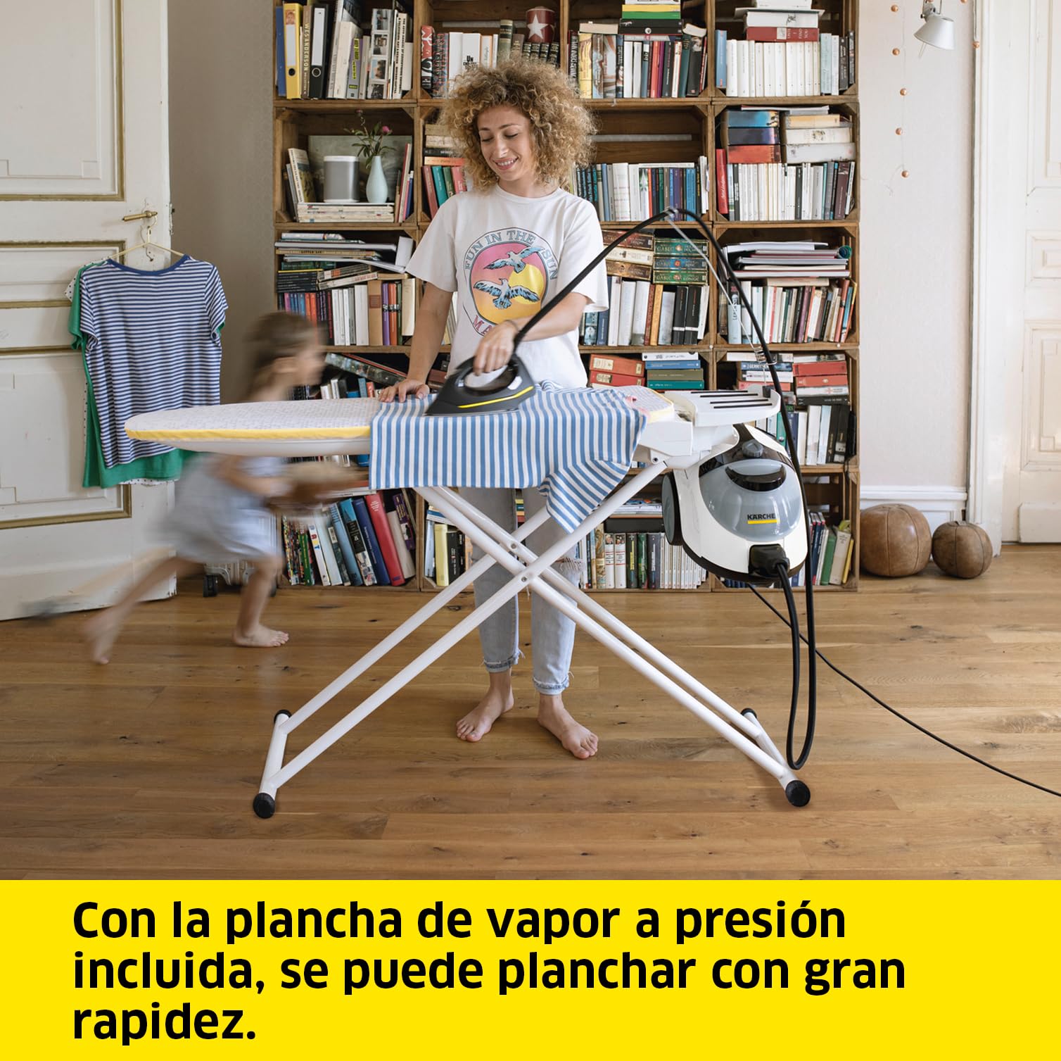 Kärcher Limpiadora de vapor manual SC 5 EasyFix Iron, conexión agua caliente, 4,2 bar, calentamiento: 3min., superficie: aprox. 150m², depósito: 0,5 l+1,5 l, kit limpieza suelos, plancha vapor presión