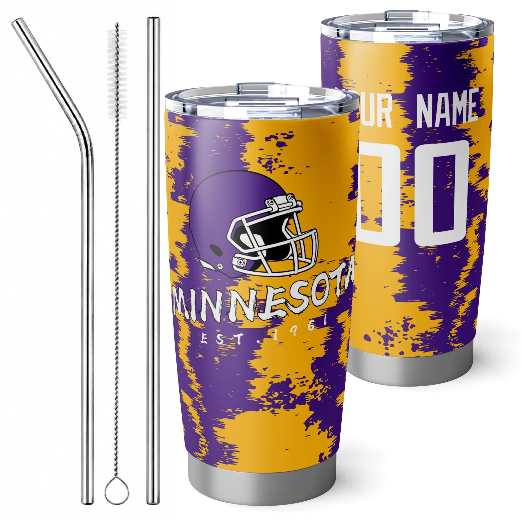 ANTKING Minnesota Tumbler 20oz Travel Mug Custom Number Name Gifts