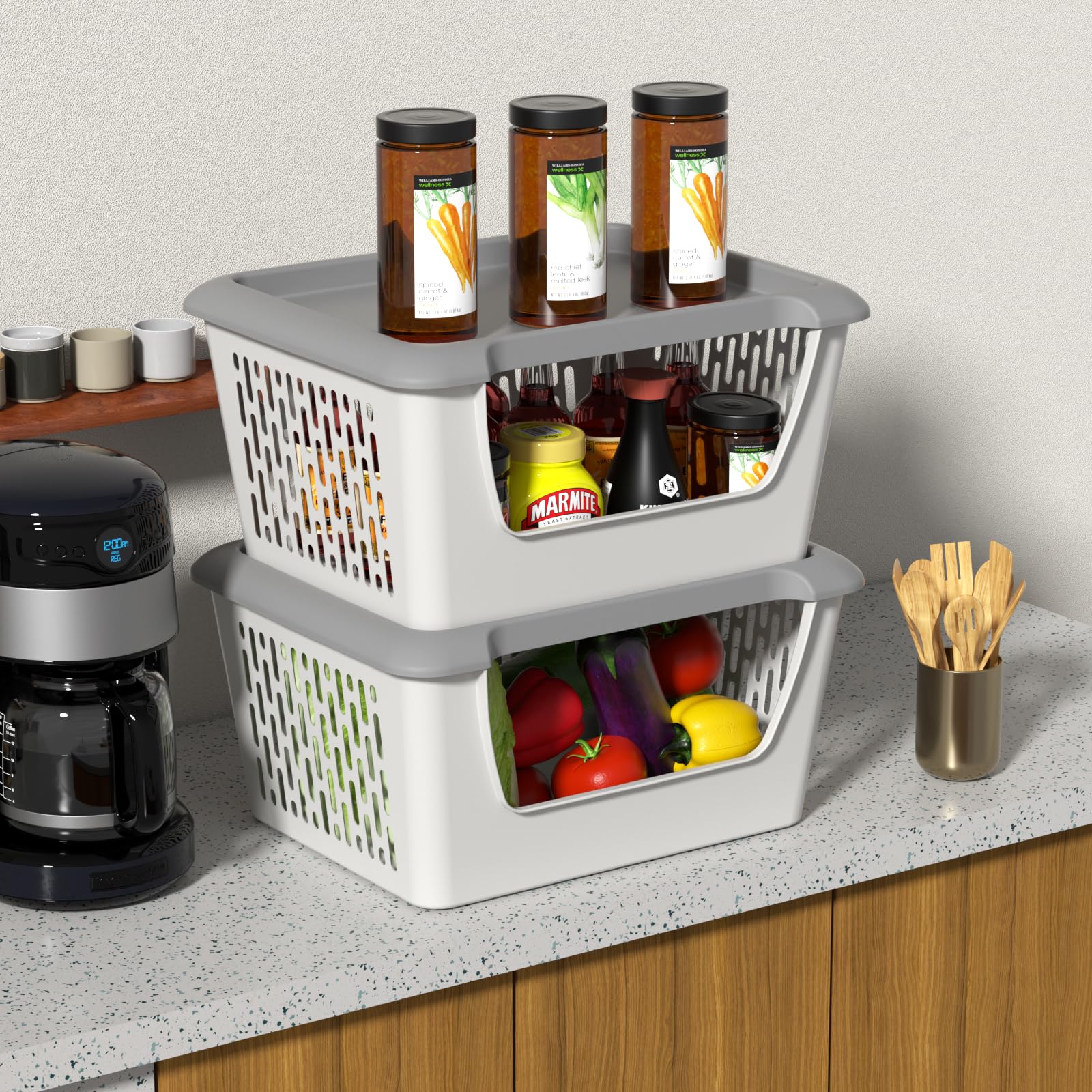 doryh large stackable plastic storage baskets bins,... Snapklik.com : Drephia Plastic Open Stacking Storage Bins, 5 Tiers ...