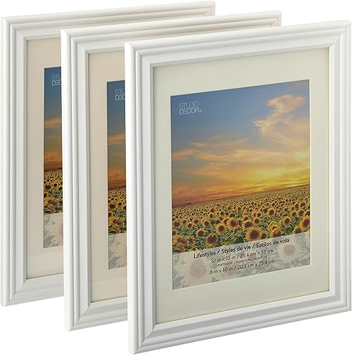 Miniatura 4 de 4 paquetes 3 ct. (12 en total) blanco 8" x 10" marco con alfombra, estilos de vida de Studio Décor
