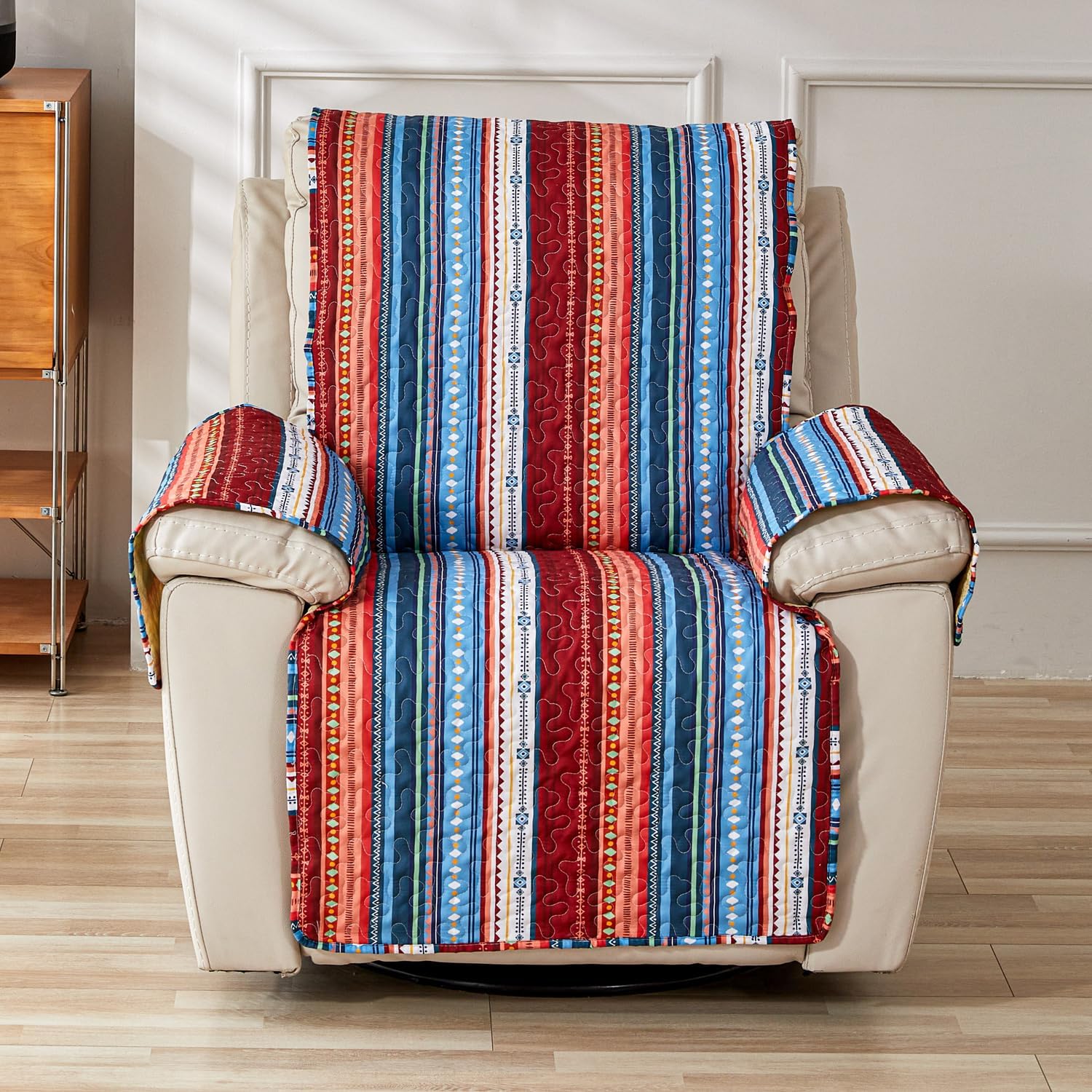 EVENHUG Boho Recliner Sofa Cover Sofa Slipcover Washable Couch Cover for Reclining Couch Furniture Protector Cover with Elastic Straps for Pets Kids Dog Cat (Recliner)