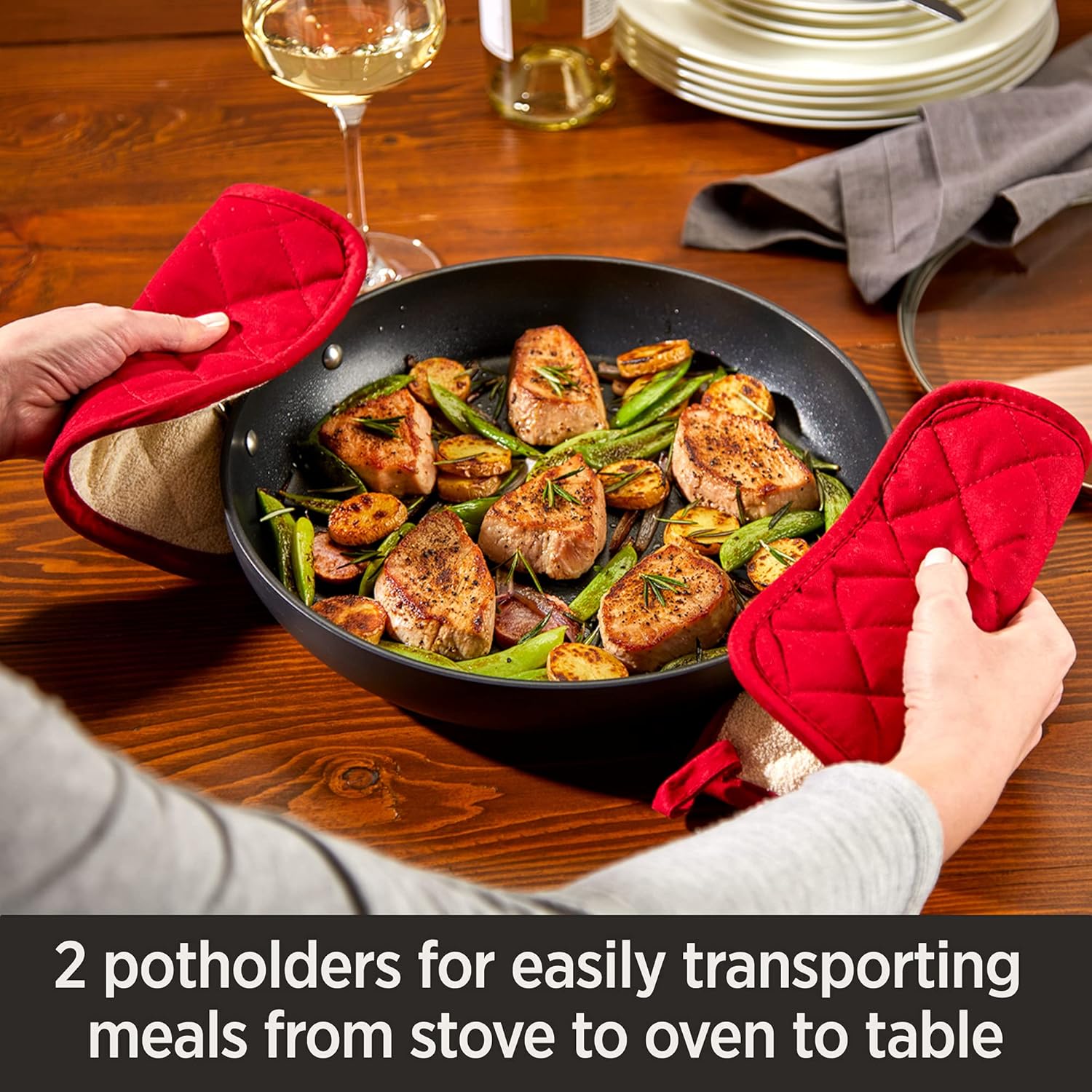 All-Clad HA1 Nonstick Hard Anodized Everyday Pan with Lid and Potholders, 12 inch, Black: Home & Kitchen