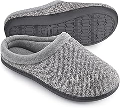 HomeTop Women's Knit Memory Foam Slippers Warm Soft House Shoes with Anti-slip Sole