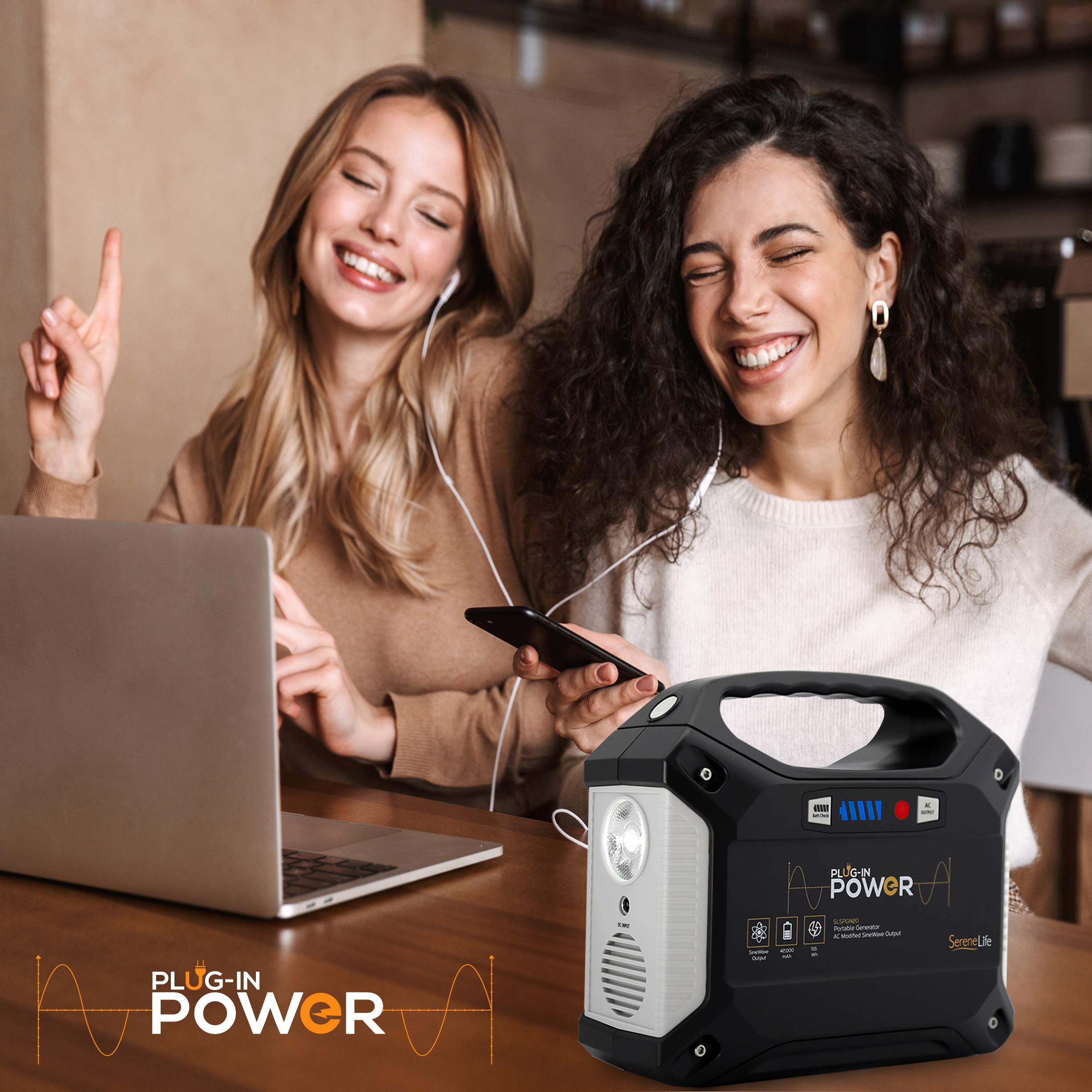 SereneLife Portable Generator, 155Wh Power Station, Quiet Gas Free