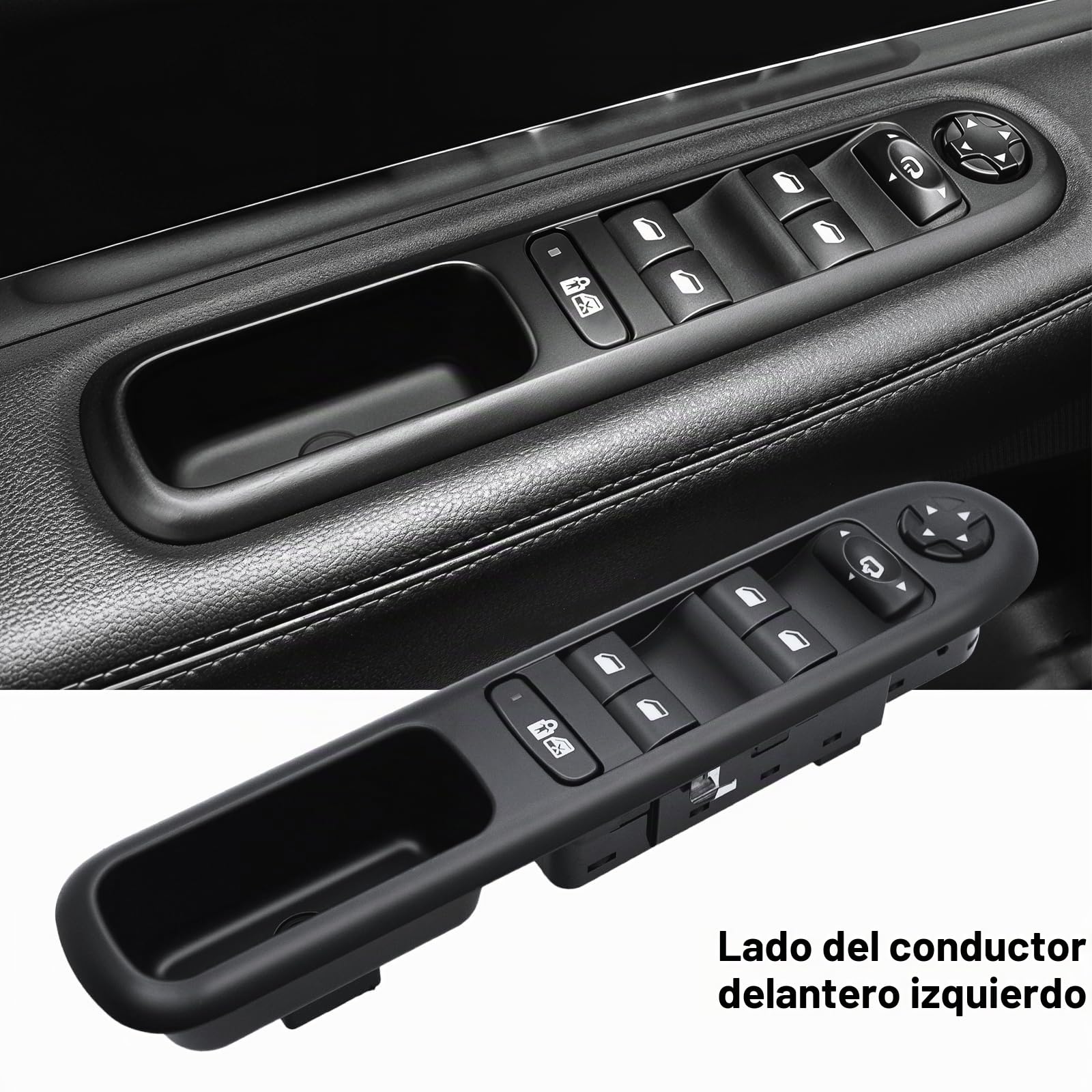 KAOLALI 96650621ZD Interruptor de Control Eléctrico compatible con Peugeot 3008, Botonera Elevaluna compatible con Peugeot 5008, Interruptor de Ventana Delantera Izquierda