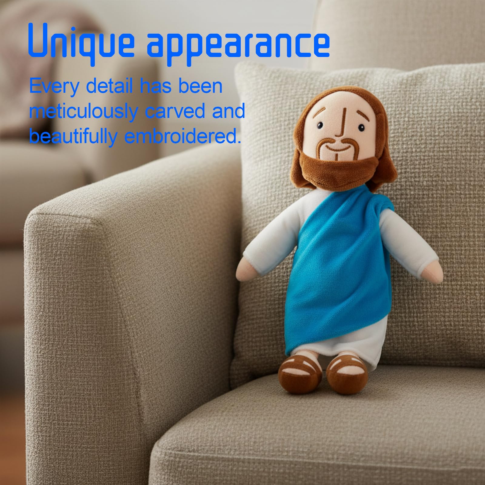GYTFOG Jesus Plush, 32cm Blue Robe Jesus Teddy, My Friend Jesus Plush, Christian Gifts - Image 4