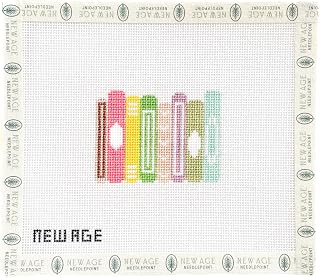 Small Book Stack Hand-Painted Needlepoint Canvas, 18 Mesh