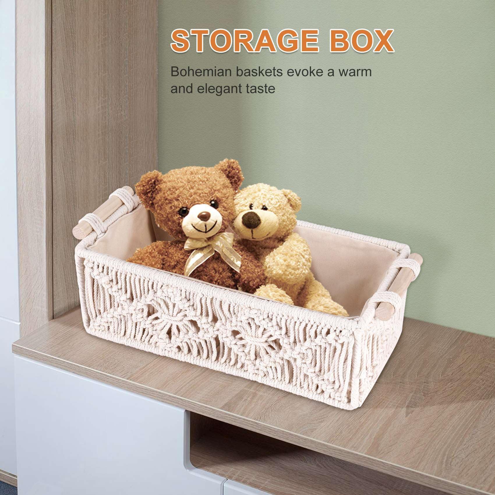 Raucilpy Boho Aufbewahrung Korb Box Handgefertigte Gewebte Dekorative Arbeitsplatte Organizer Makramee KöRbe für Schlafzimmer und Wohnzimmer Küche, Haushalt & Wohnen