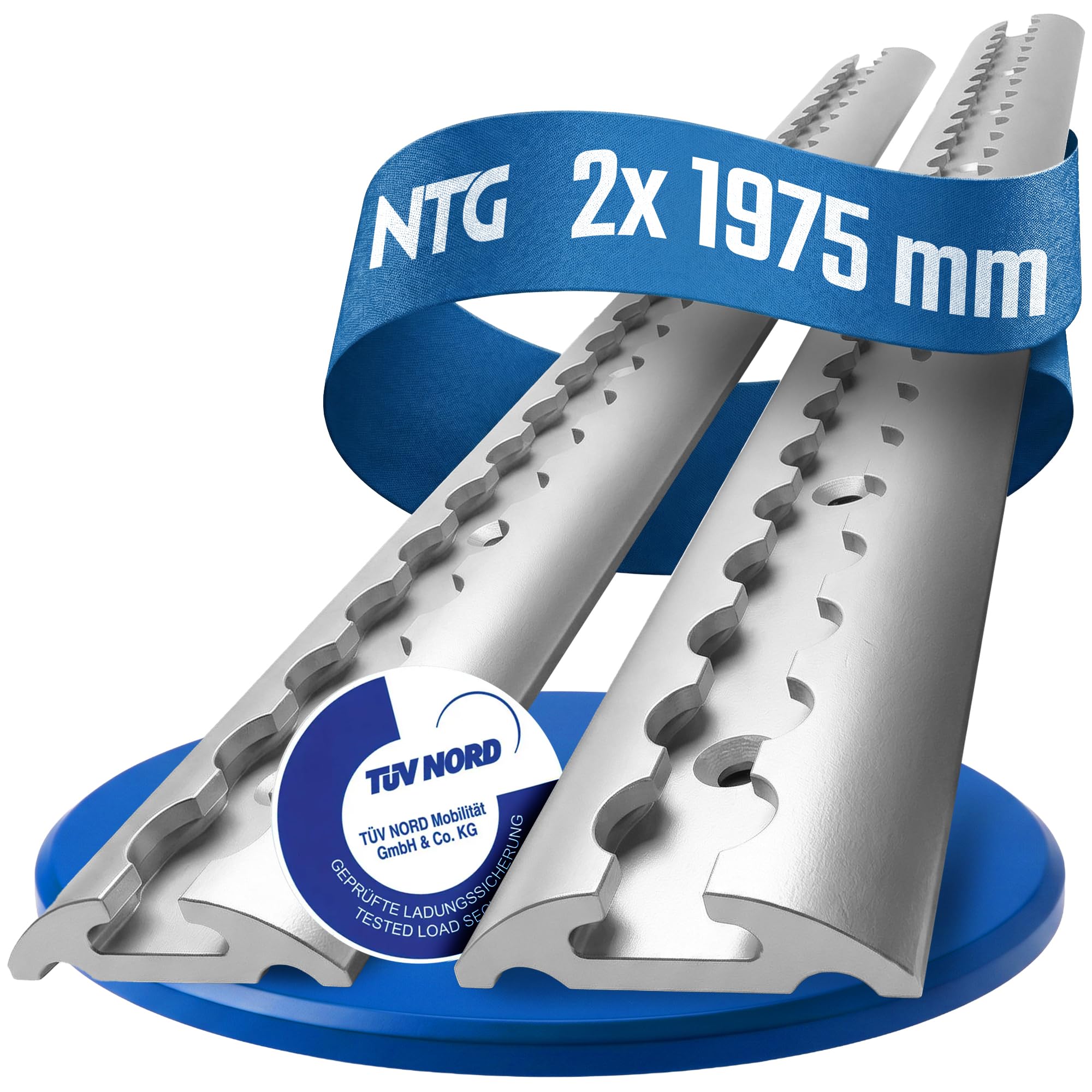 2 Stück je 2 m Airlineschiene halbrunde Form - TÜV Zertifiziert - aus Aluminum mit Bohrungen | Ladungssicherung für LKWs, Anhänger, Wohnmobile | eloxiert | 1975mm (Schnell fixiert und einsatzbereit)