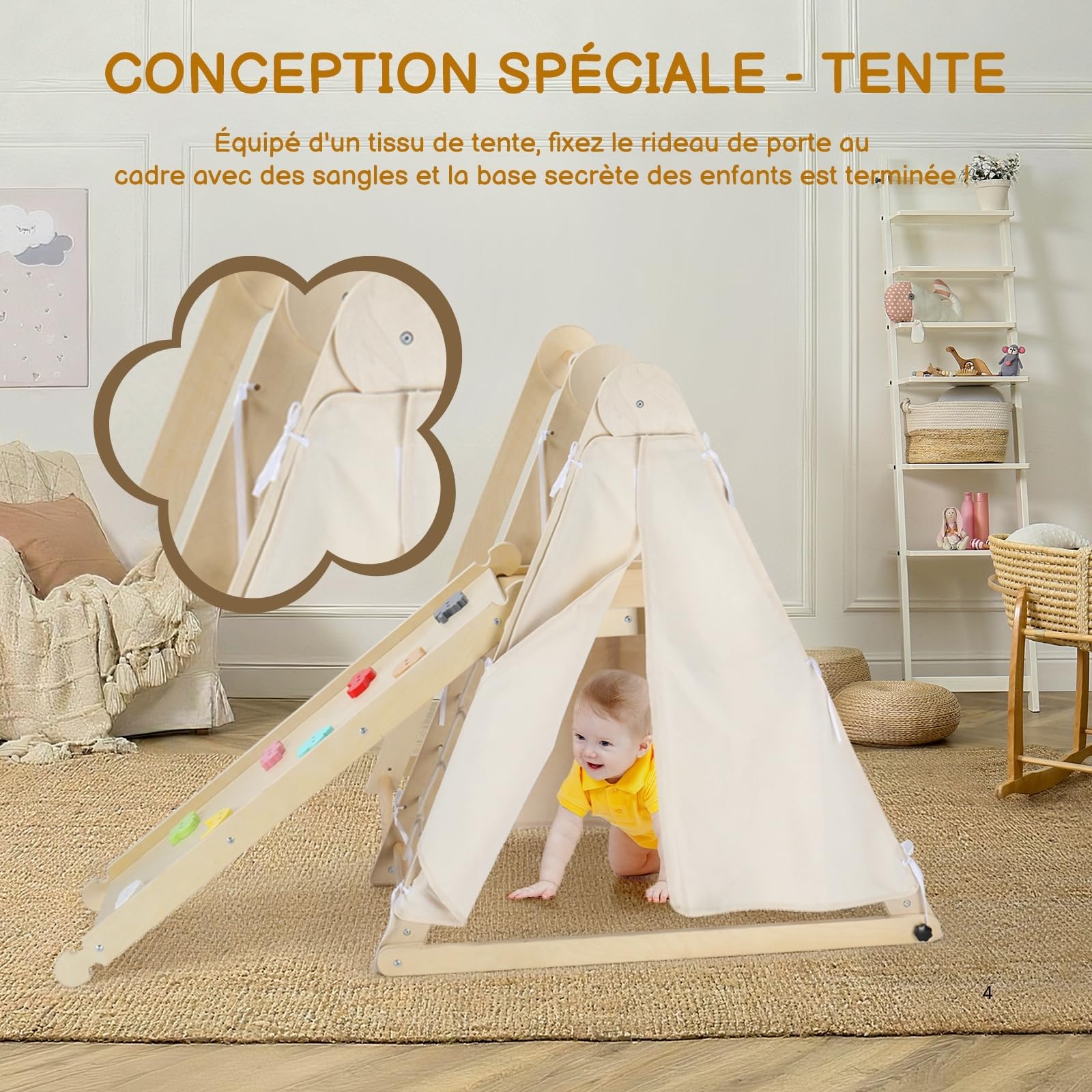 LEADZM 7 en 1 Ensemble d'escalade avec Balançoire Réglable Filet et Échelle