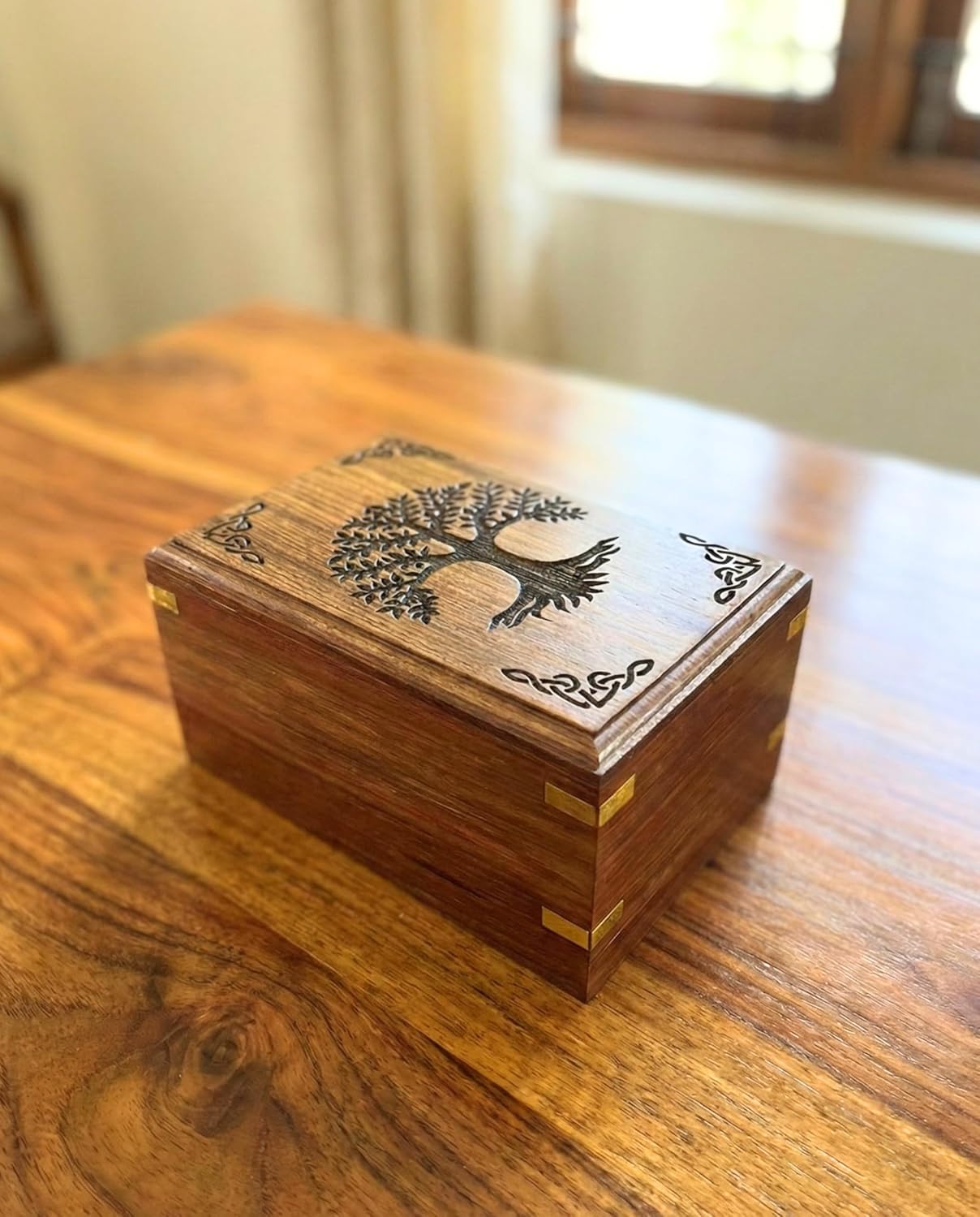 Wooden Urn for Human Ashes | Tree of Life Wooden Urns Handcrafted Funeral Cremation Urn for Ashes Rosewood Cremation Urns Decorative urn-Keepsake Cremation urn Box 6''x4''x3''