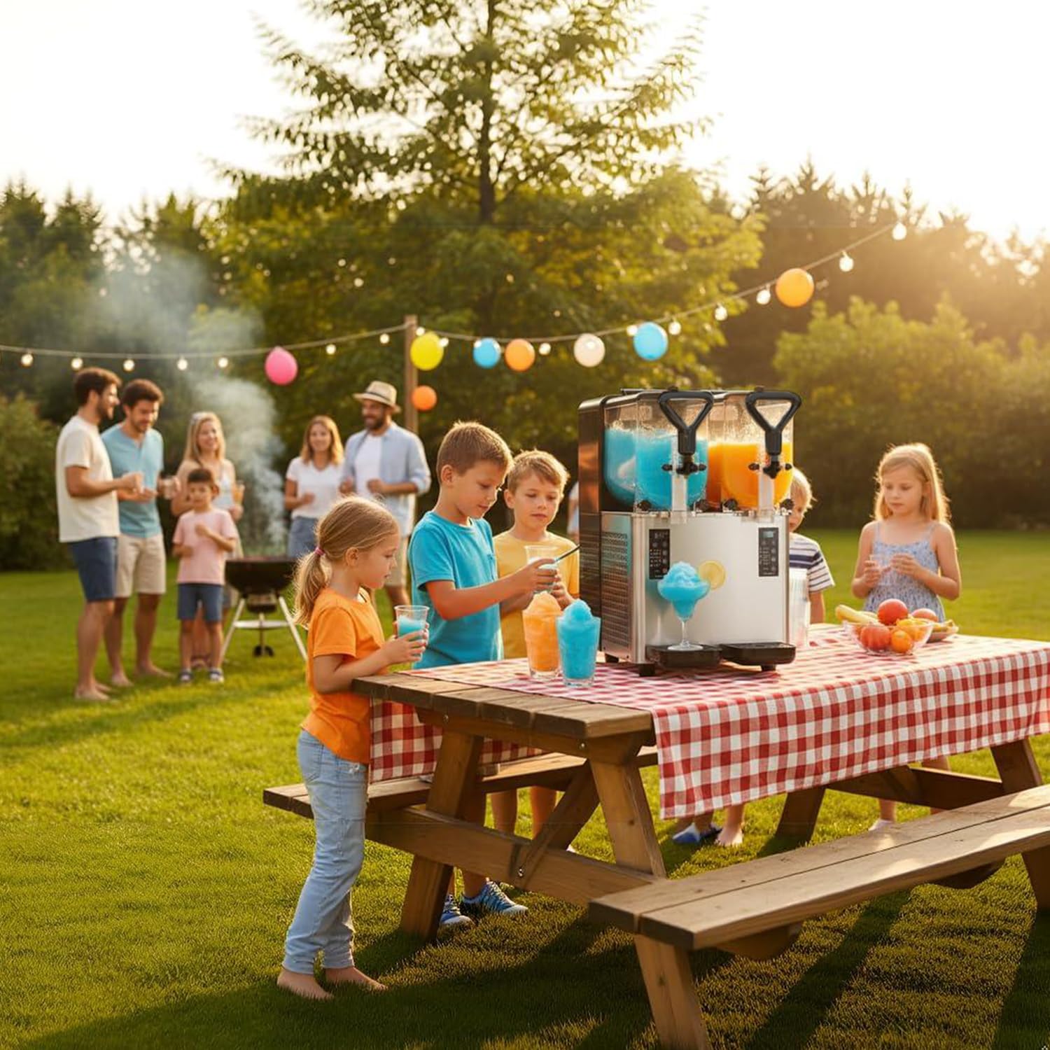 GSE Máquina de granizado profesional de 6 l con 2 tanques independientes y pantalla LCD – 4 programas (margarita, cóctel, granizado, jugo congelado) – Ideal para gastronomía, bar, fiesta en casa