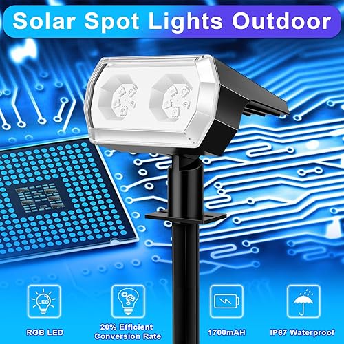 Miniatura 2 de Focos solares impermeables para exteriores, 7 modos, IP67, luces solares para exteriores, luces solares para exteriores, luces solares de paisaje,