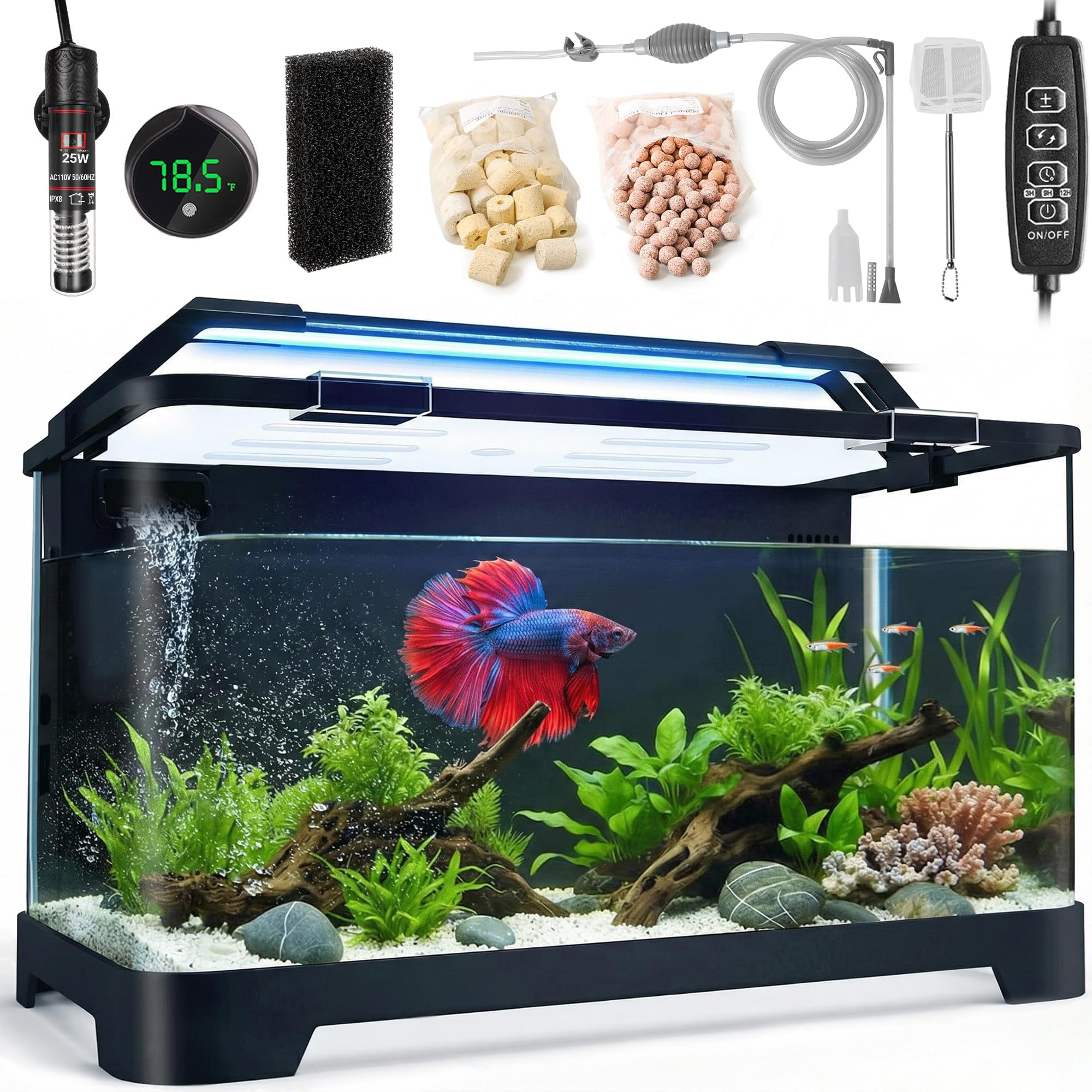 Aquarium Starter Kit: 3.5 Gallon Betta Fish Tank Essentials