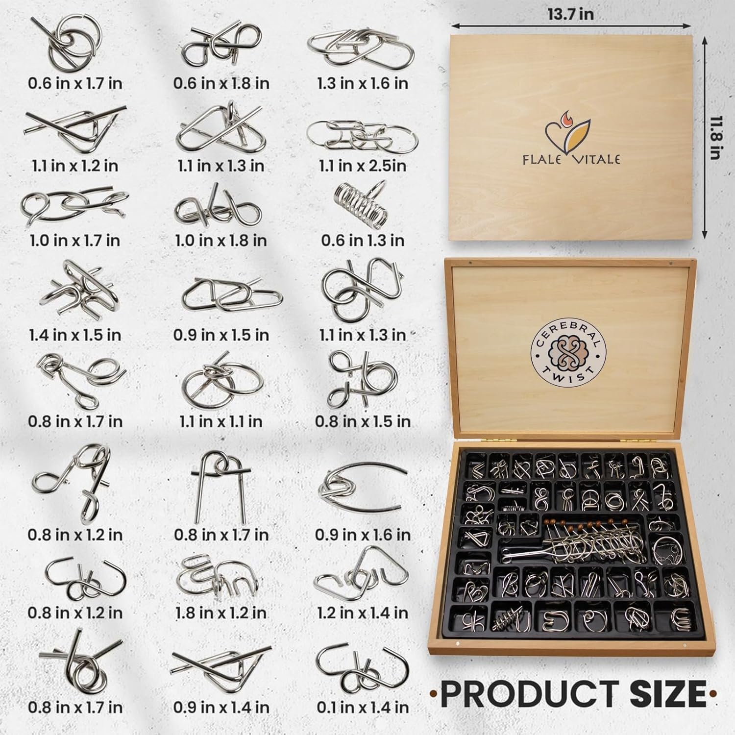 Wooden Brain Teaser Puzzles for Adults - Metal Puzzles for Adults - Metal Puzzles Brain Teasers