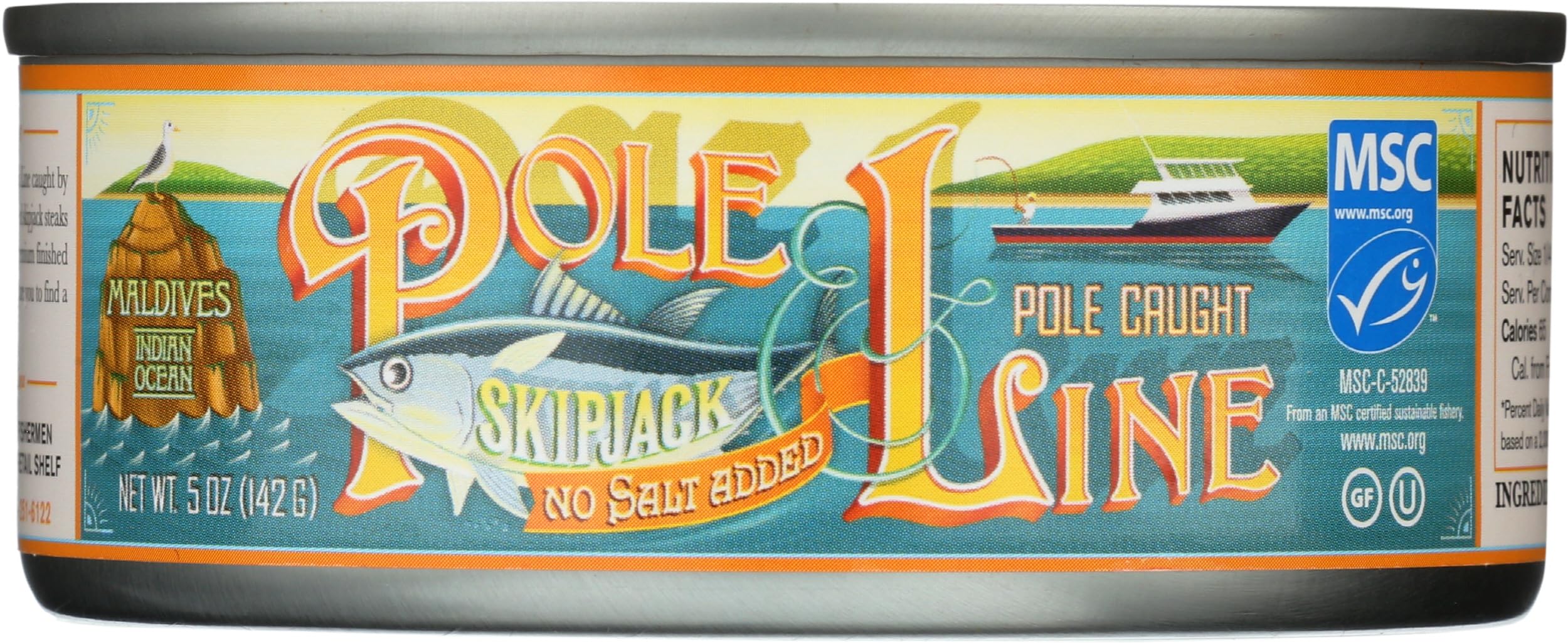POLE AND LINE Skipjack Tuna in Water No Added Salt, 5 OZ