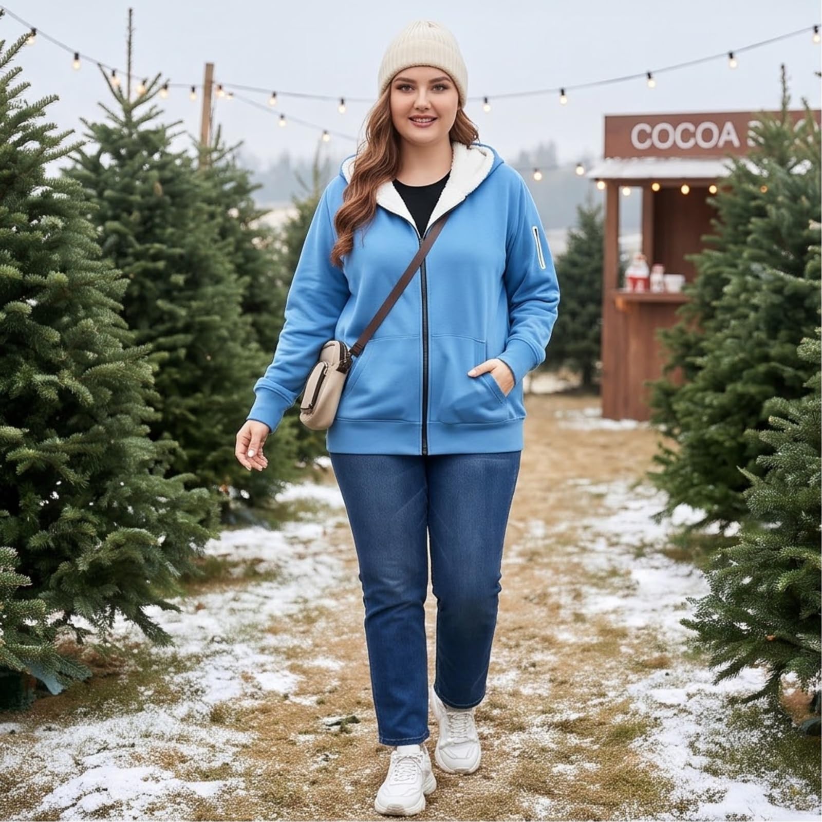 Generisch Winterjacke Damen Warm Gefüttert Sweatjacke Damen Mit Kapuze