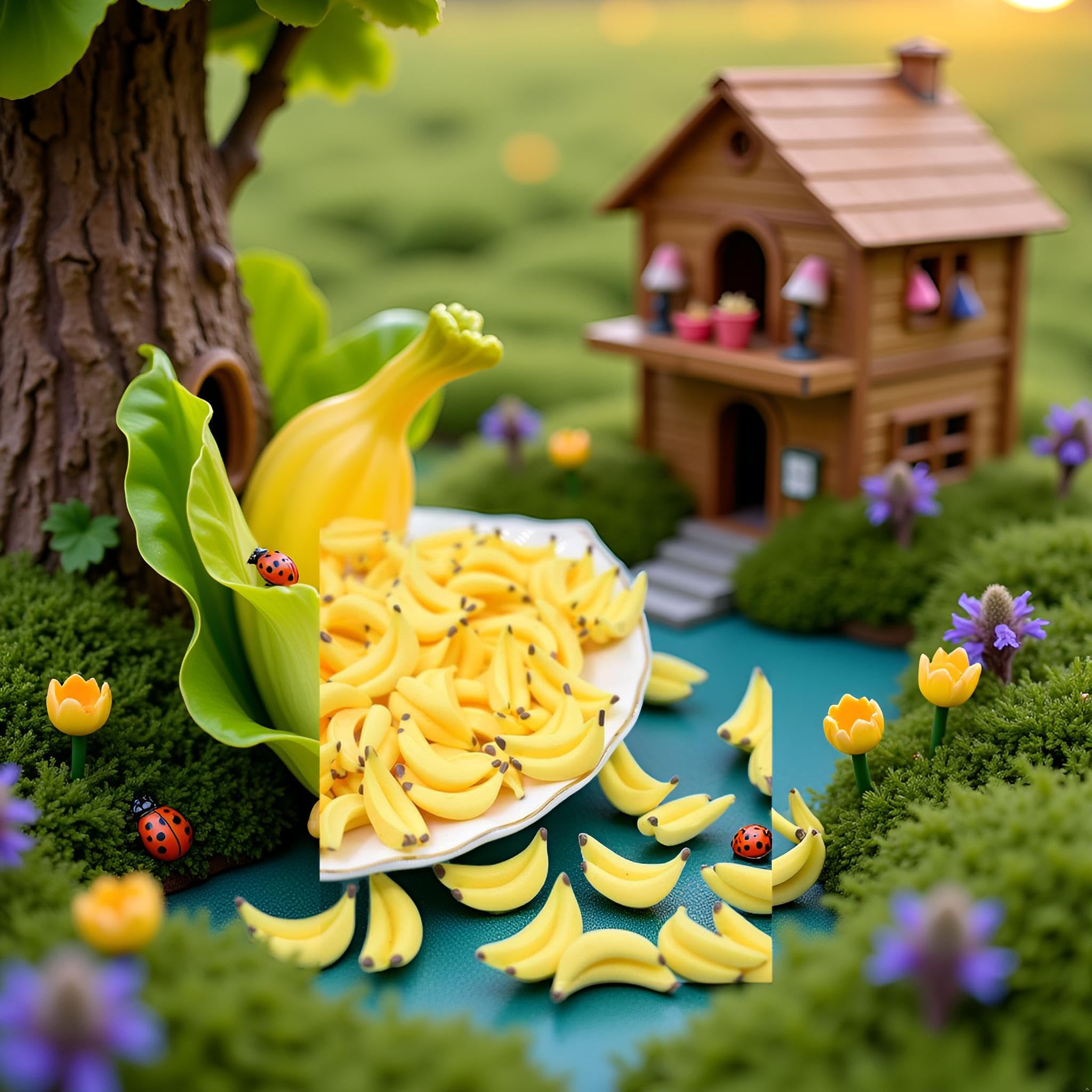 35Pcs Yellow Mini Plastic Artificial Bananas,Cute 1/12 Scale Banana Models,Lifelike Fruit Banana,Mini Fake Fruit for Mini House Kitchen Fairy Garden Decor,Dollhouse Decor Accessories - Image 2