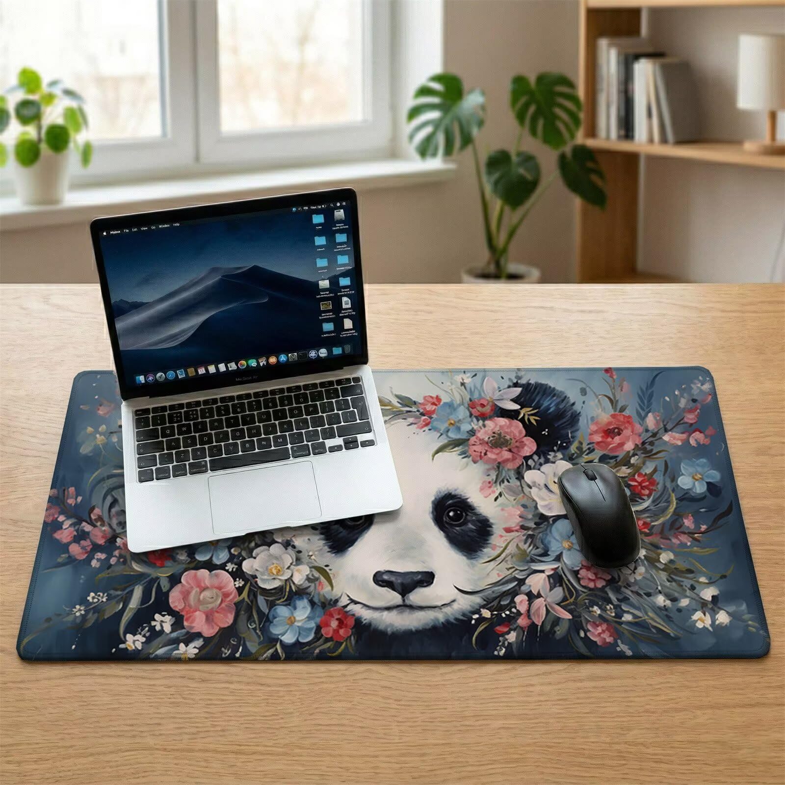 Sottomano Scrivania Grande 1200 x 600 x 3 mm Panda Gigante Tappetino Tastiera Computer con Base Antiscivolo e Bordi Cuciti, Protezione Impermeabile, per Lavoro, Casa e PC Gamer, Regali (Fiore) L-x1539