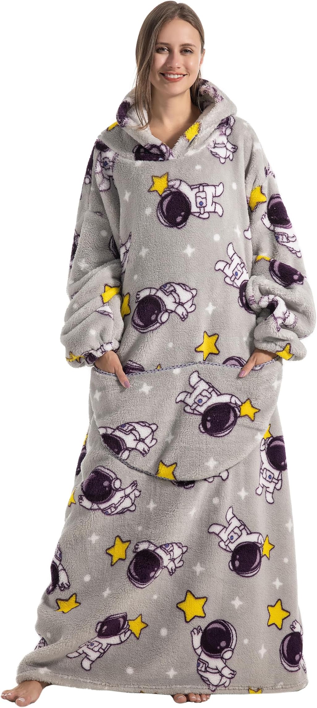 CapecageBlanket Hoodie, Long Hooded Blanket Sweatshirt as Birthday Gifts for Women Men, Long Wearable Blanket for Men Women