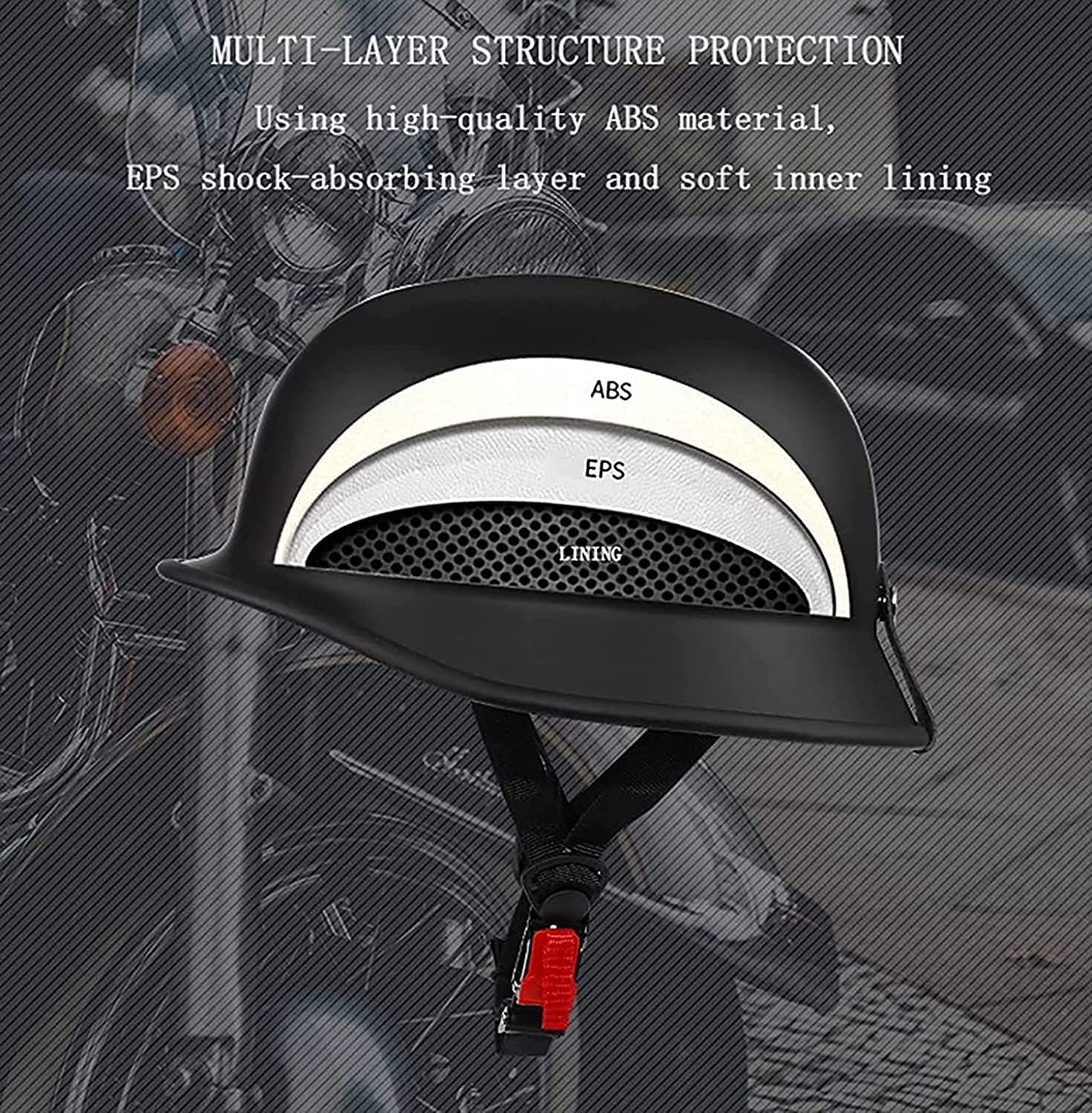 Halbhelme Motorradhelm mit ECE Genehmigt Halbschalenhelm Brain-Cap Halbschale Roller-Helm Scooter-Helm Jet-Helm Retro für Erwachsene Herren Damen (Color : 2, Size : XL(61~62cm))