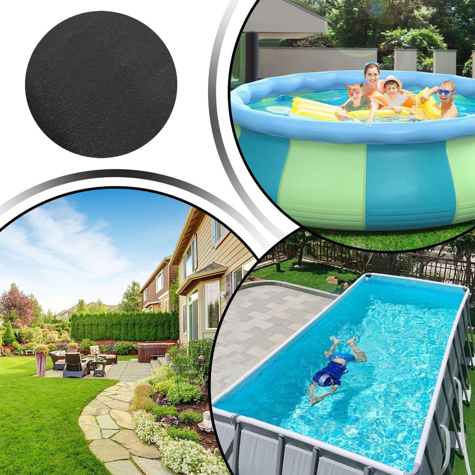 Générique Revêtement de Piscine – Rembourrage de Piscine Rond prédécoupé résistant aux Perforations | Tapis de Protection de Sol de Épaissi de 200G pour l'Extérieur Creusé | Bâche de de