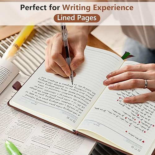 Miniatura 3 de Cuaderno rayado para hombres y mujeres, 160 páginas con rayas universitarias para escribir, cuadernos A5 de cuero de tapa dura para el trabajo,