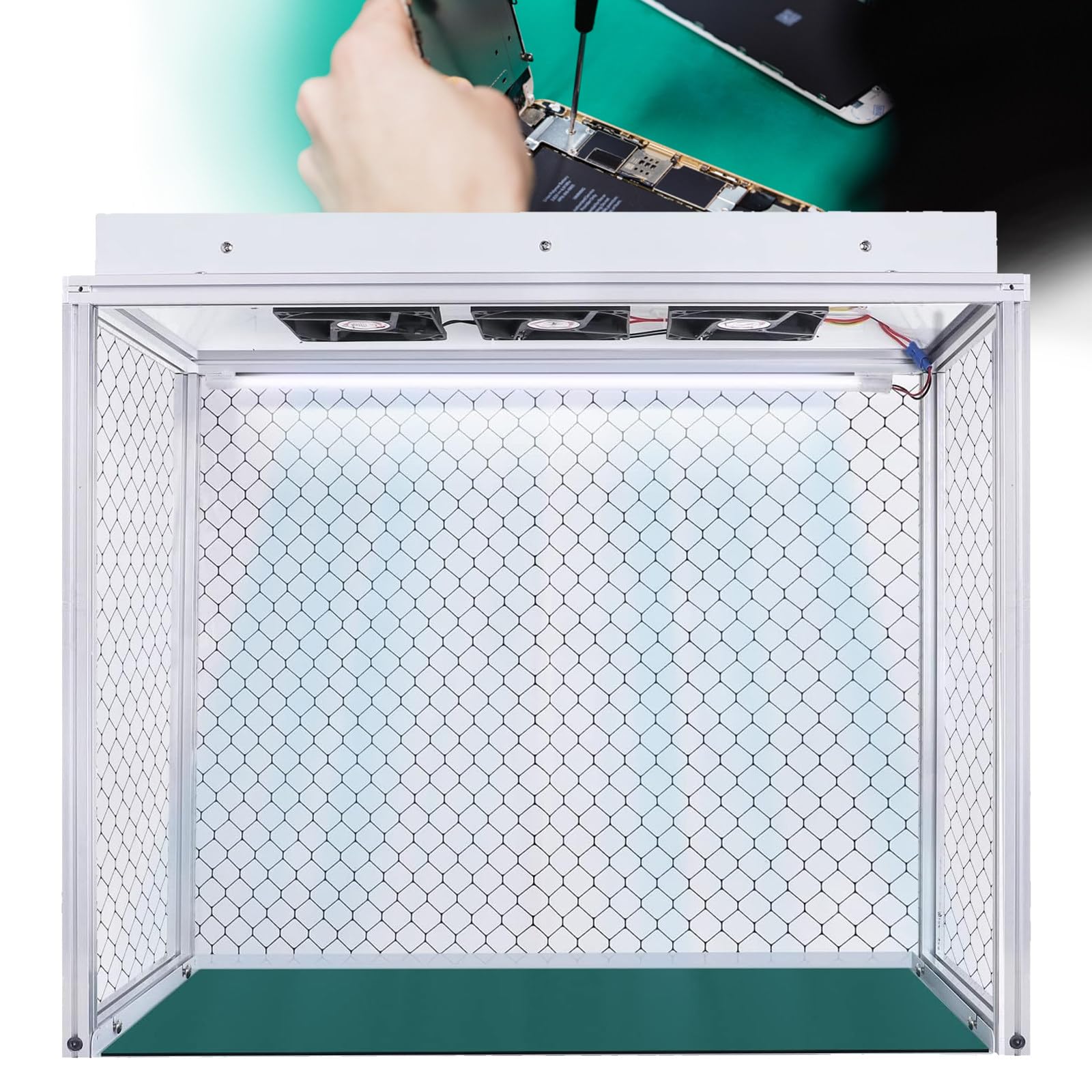 Campana de Flujo laminar Vertical, Banco de Limpieza de Flujo de Aire, con Filtro HEPA y área de Trabajo de 26x12x20 Pulgadas, para reparación/Taller/Laboratorio de teléfonos,220V
