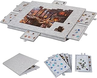 Comprar Regalo de Rompecabezas para Adultos y niños: Tabla inclinable 2 en 1 con Soporte y Cubierta, 6 cajones de clasificación, Mesa de Fieltro portátil Liviana de 1000 Piezas White
