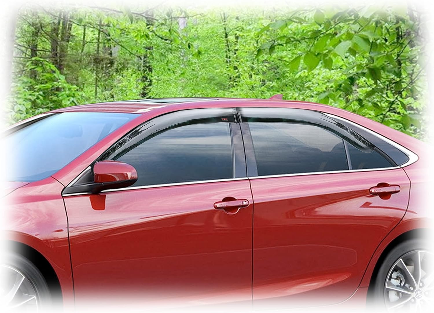 C&C Car Worx WV-15C-TF Aftermarket Set of 4 Tape-On Outside-Mount Side Window Visor Rain Guard Deflectors Compatible with Toyota Camry 2015-16-17