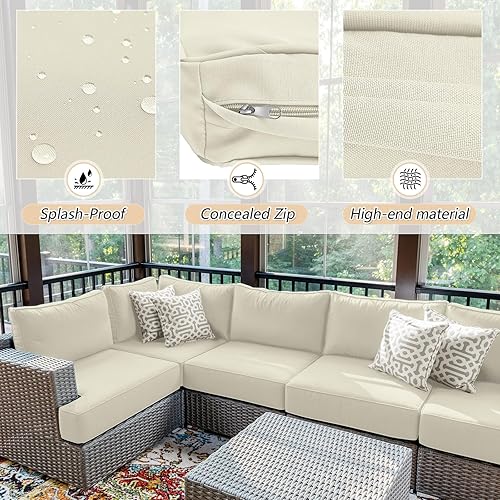 Miniatura 4 de Patelai 12 fundas de cojín de repuesto resistentes a los rayos UV para patio al aire libre de 25.9 x 25.9 x 3.5 pulgadas, impermeables, resistentes