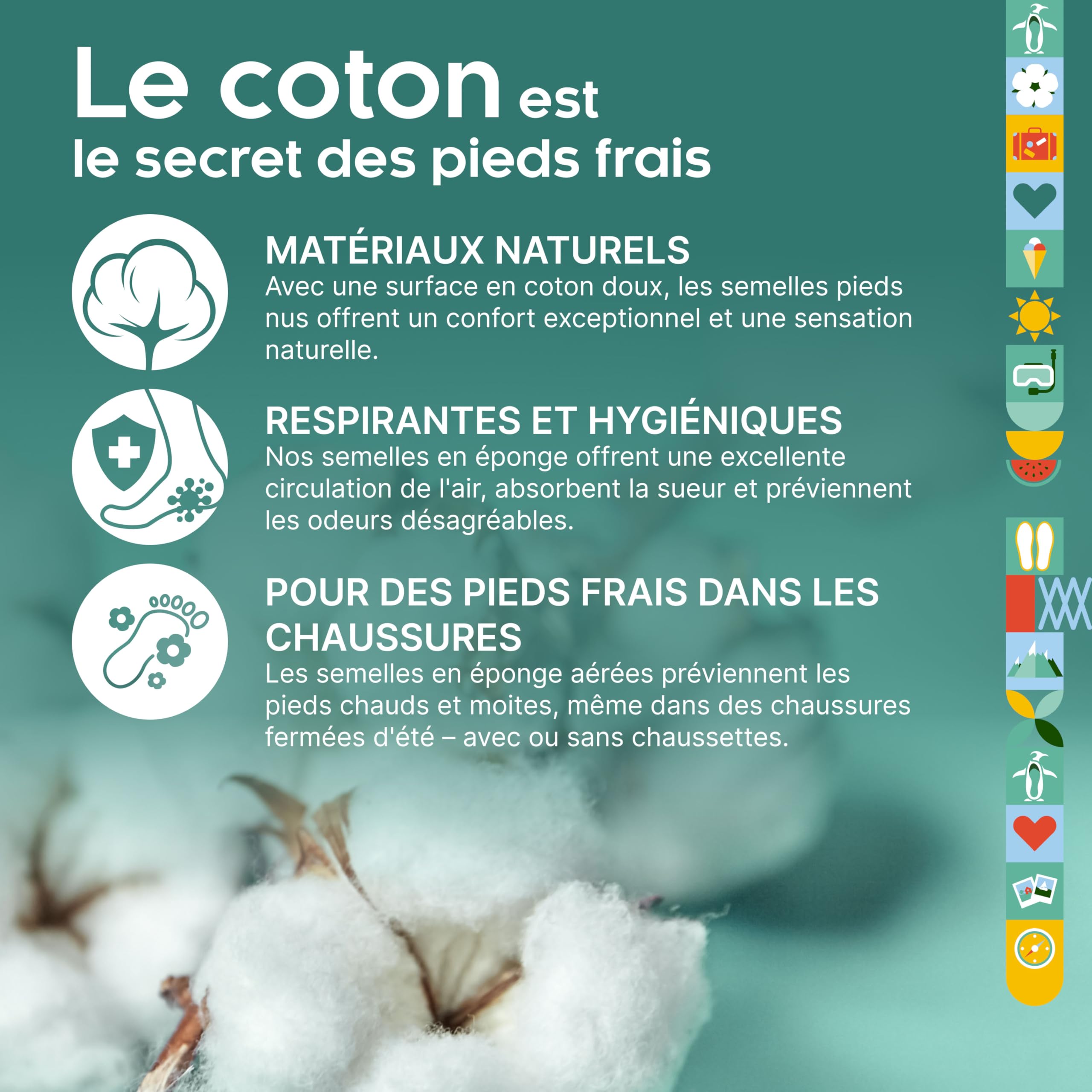 Semelles Minimalistes Biped VIANA - 2 Paires Charbon Actif Coton Naturel Pour Chaussures Pieds Nus Adultes & Enfants