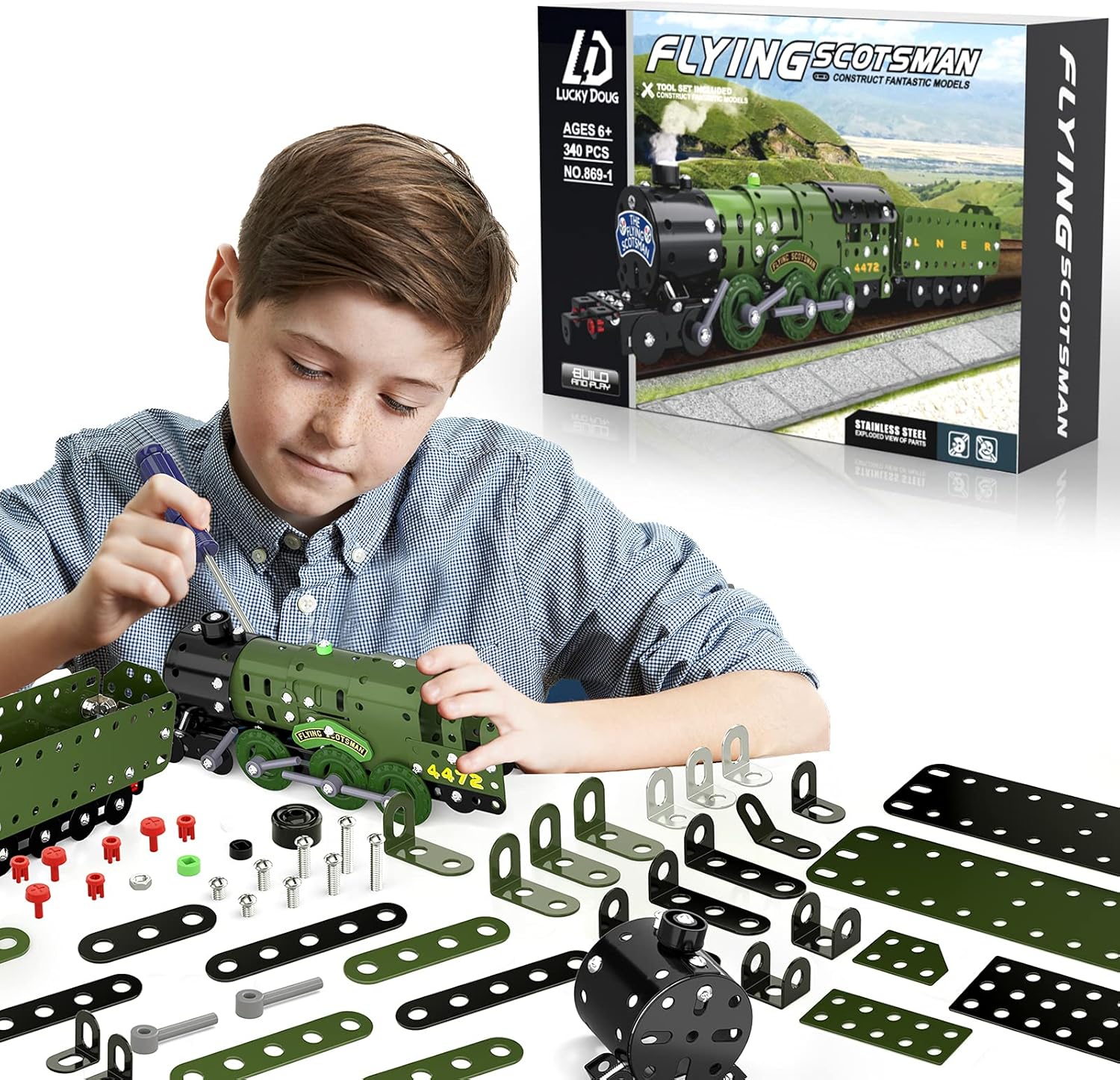 Lucky Doug STEM Building Projects Model Train Set Gifts Toys for Boys Kids 8 9 10 11 12 Years Old and Older - 340 PCS DIY Metal Building STEM Toys Assembly Science Educational Set Gifts for Train Fans : Toys & Games