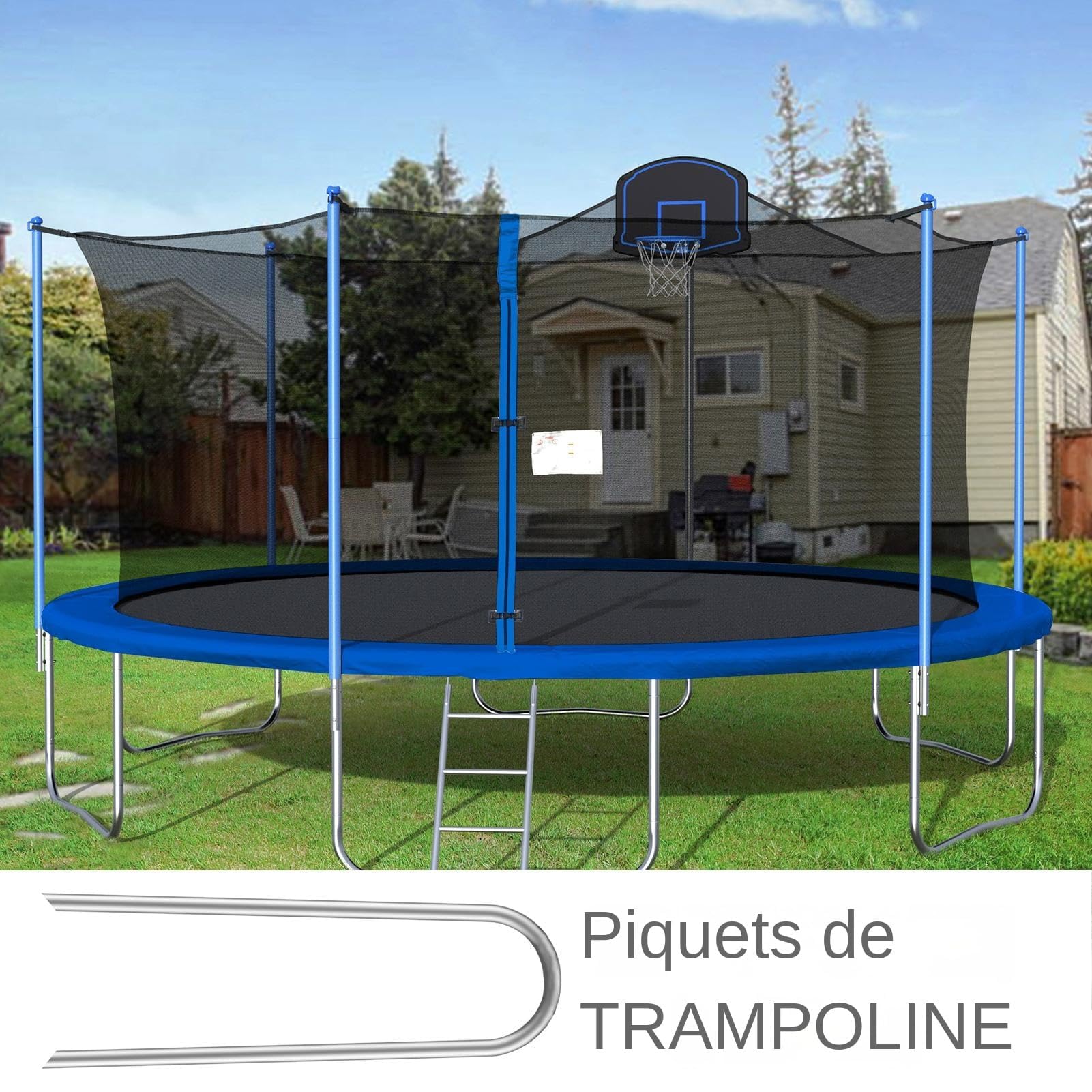 Estacas en forma de U para cama elástica | 8 anclajes fuertes resistentes al viento para tiendas de campaña y trampolines - Estacas de tierra para estabilidad y seguridad