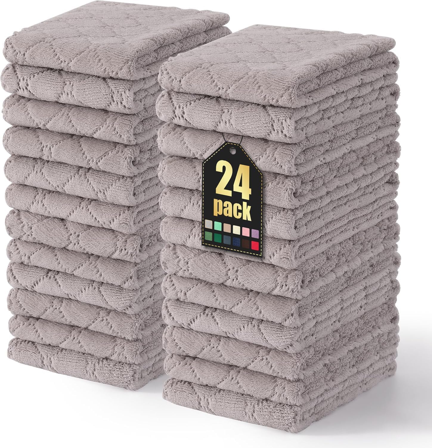 Homaxy 24 Pack Dish Towels for Kitchen (10 x 20 Inches, Grey), Super Soft and Absorbent Coral Velvet Dish Cloths for Washing Dishes, Nonstick Oil Fast Drying Microfiber Cleaning Cloth