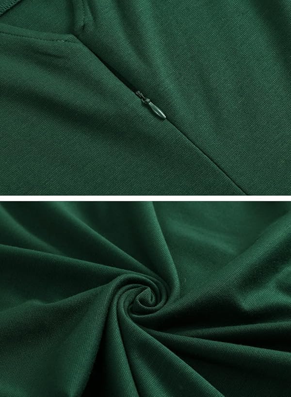 HELYO Wedding Guest Dresses for Women Summer Semi Formal Elegant Ruffle Sleeves V-Back A-Line Cocktail Party Fit and Flare Dress with Pockets 842 Dark Green XXL by HELYO - Used condition - Image 5