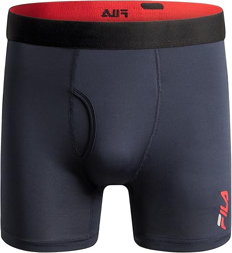 Miniatura 5 de Fila Calzoncillos tipo bóxer para hombre de 6 pulgadas con bragueta frontal, 90% poliéster, 10% elastano, paquete de 4
