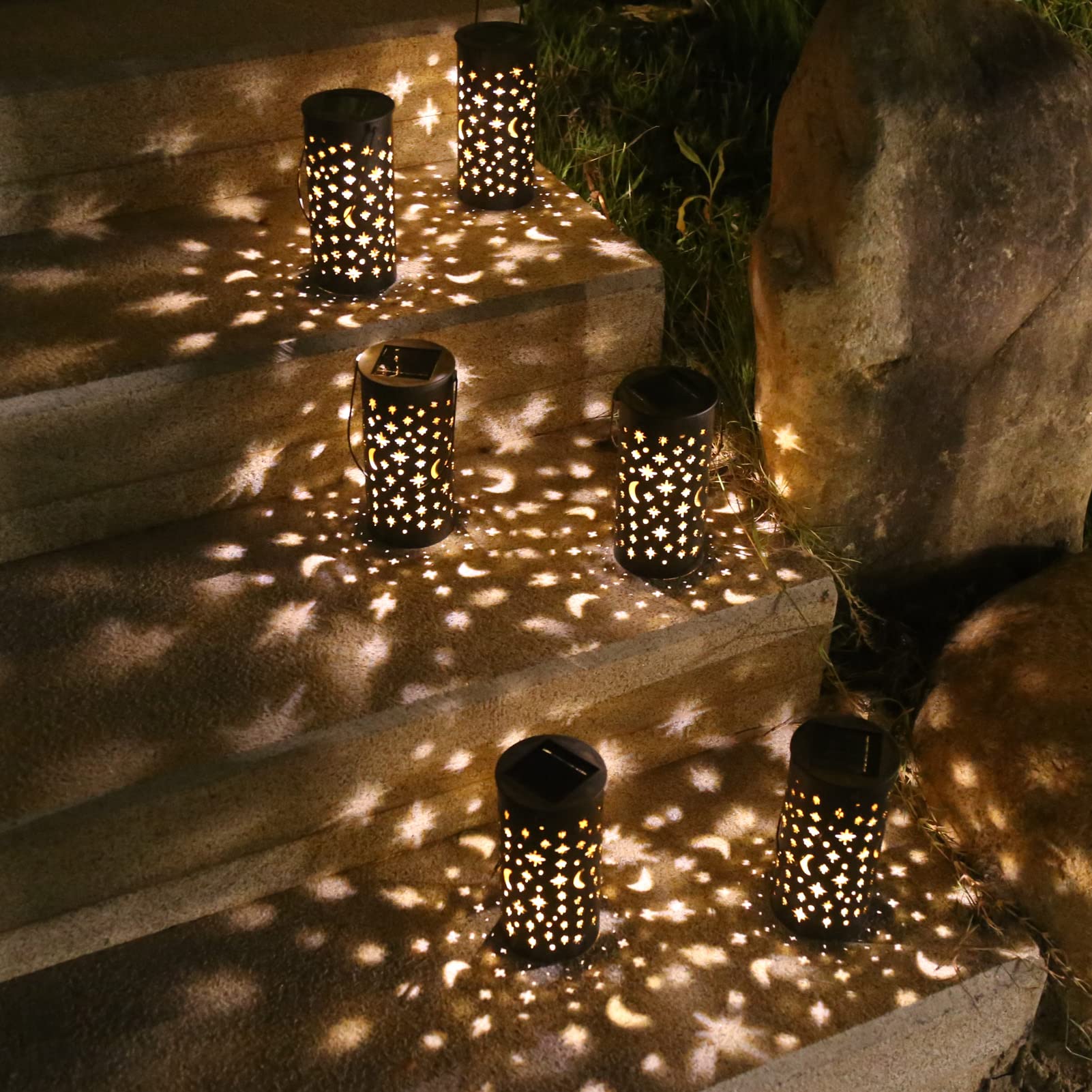Luci Solari da Giardino Confezione da 6 Lampade LED Impermeabilizzanti per Percorsi Esterni - Accensione/spegnimento Automatico, Impermeabilizzazione IP44 per Prato, Patio,