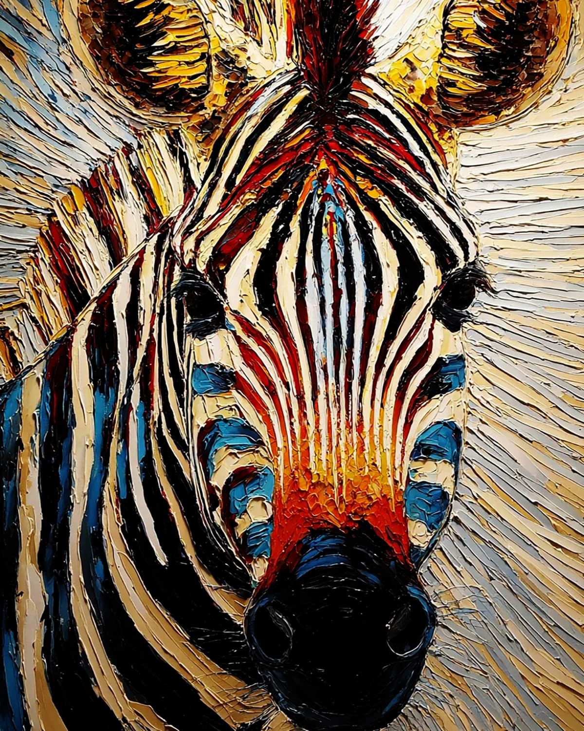 LIUBAISHI Paint by Numbers Kit for Adults, Colourful Striped Zebra, 40x50 cm, Acrylic on Canvas