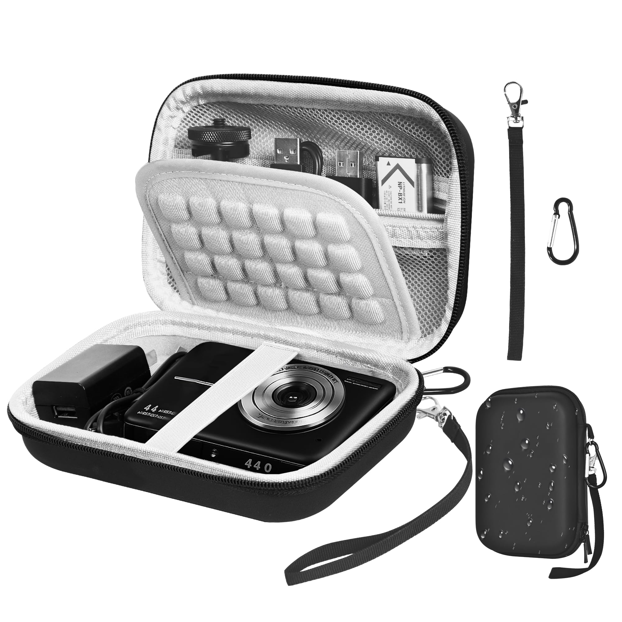 EMART Digital Camera Case, Small Camera Bag(Fit Camera Size<6"x4"x0.9") for Canon PowerShot ELPH 180/Sony DSCW800 830/CAMKORY, Camera Carrying Case with EVA Anti-Shock Bubble(Case Only)-Black