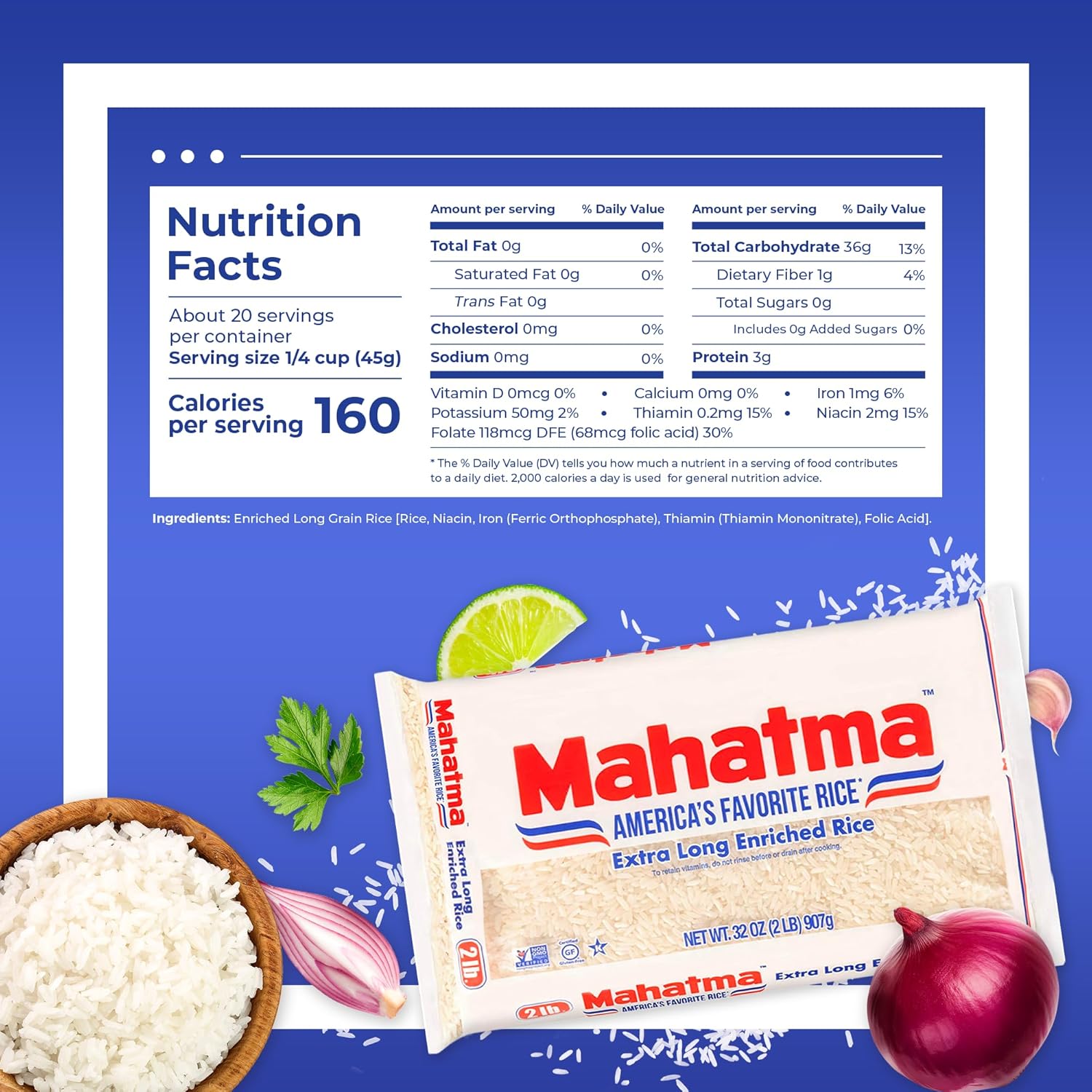 Extra-Long-Grain Rice 2-Pound Rice Bag, Gluten-and Non-O
