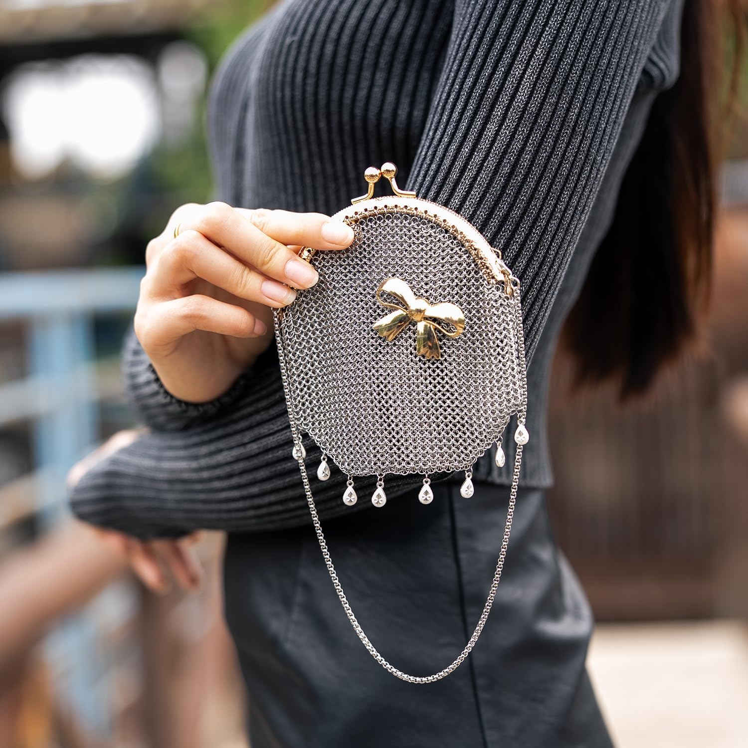 Vintage Chainmail Handbag Evening Bag Clutch Purses Antique Chainmail Purse for Prom Cocktail Party Sparkling Party - Image 2